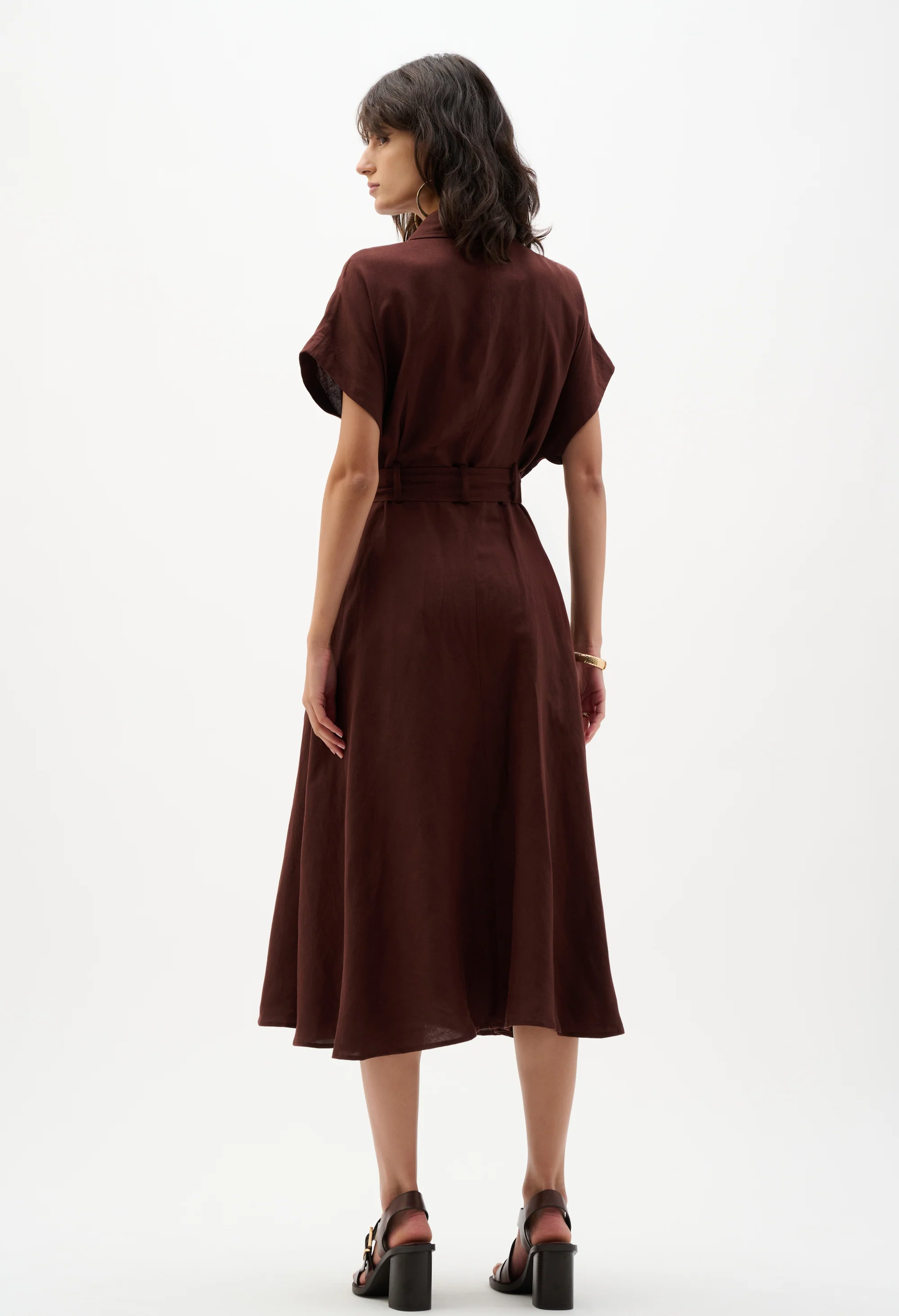 Midi Belted Shirt Dress - Image 4