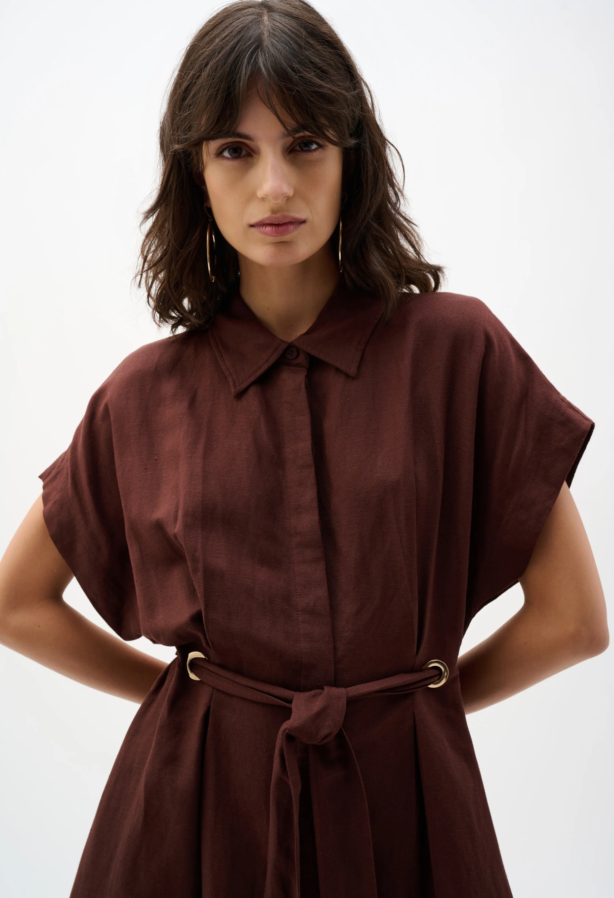 Midi Belted Shirt Dress - Image 5