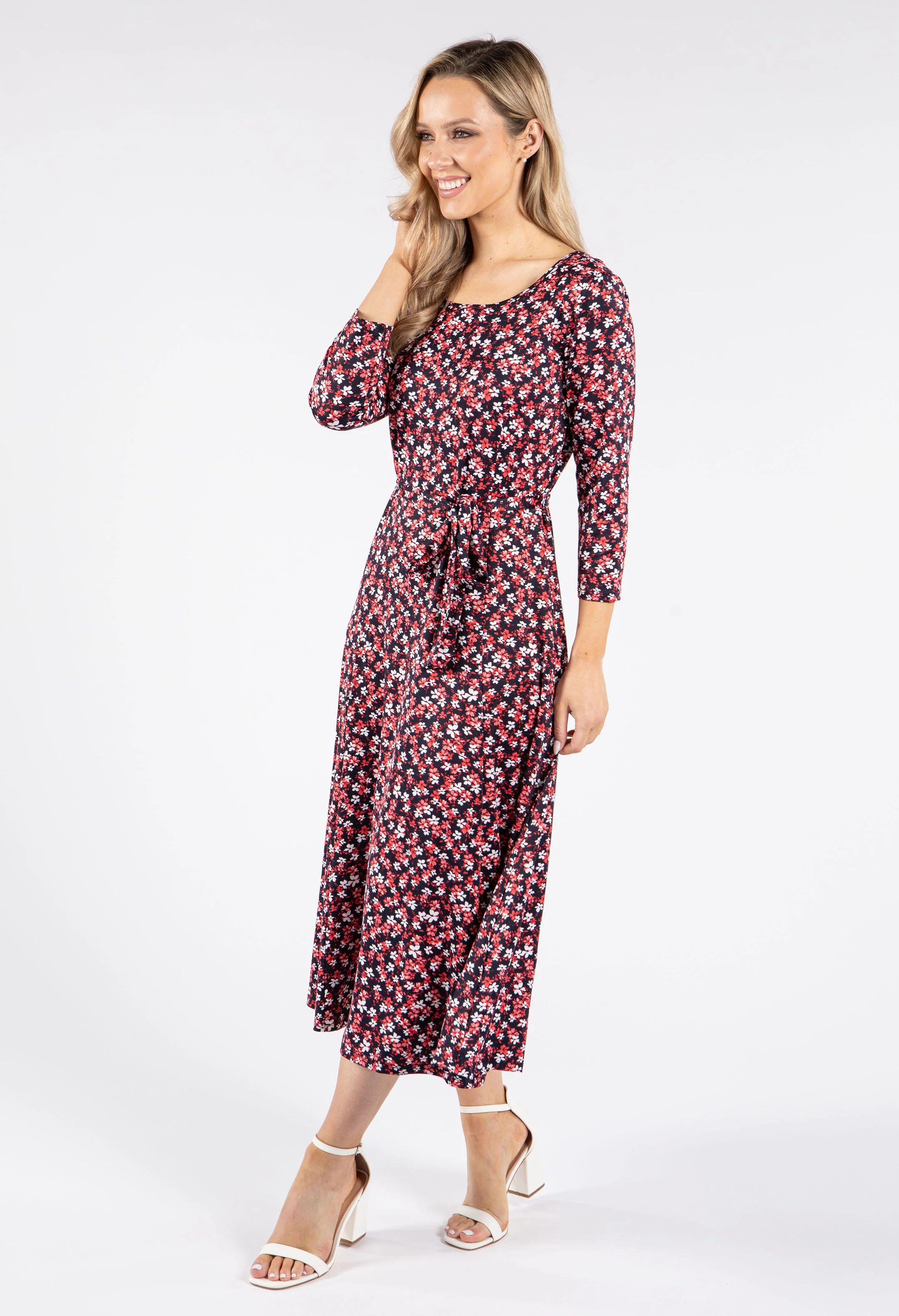 Floral Print Tie Waist Dress - Image 2
