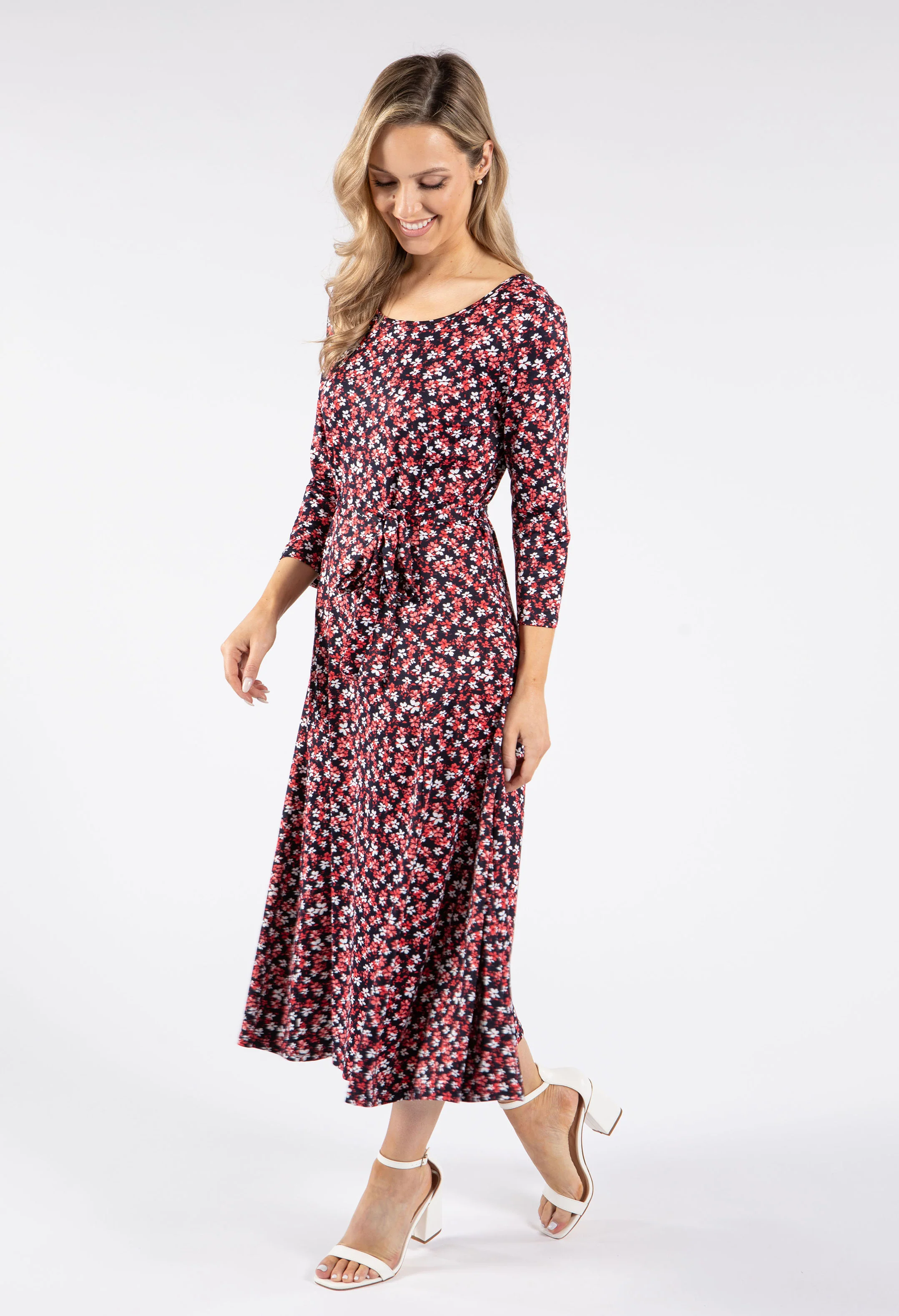Floral Print Tie Waist Dress - Image 4