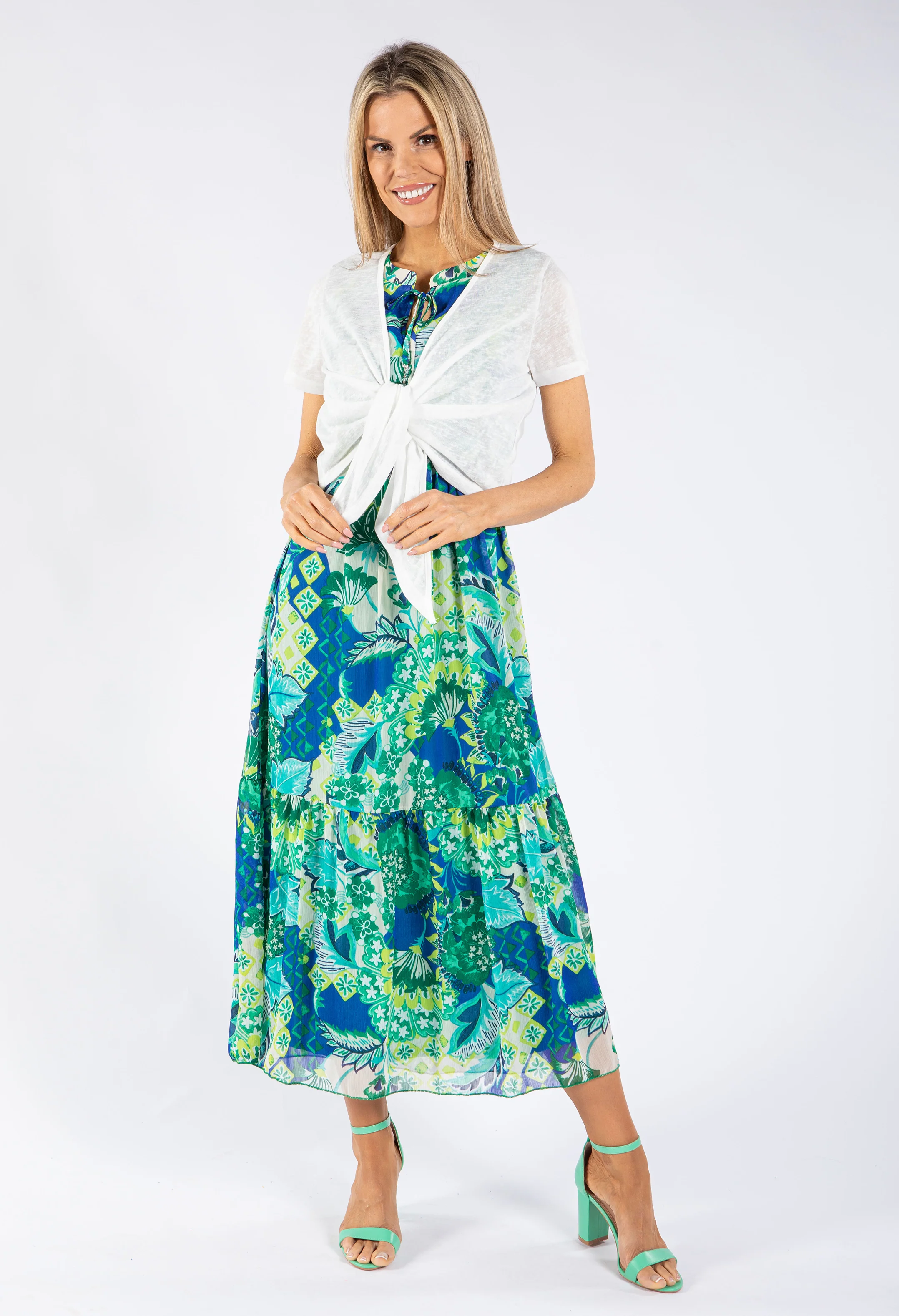 Mixed Print Tiered Dress - Image 10