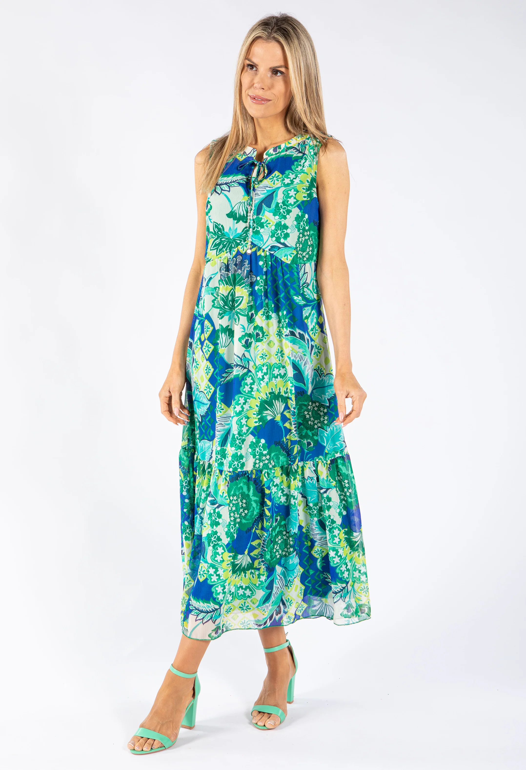 Mixed Print Tiered Dress - Image 8