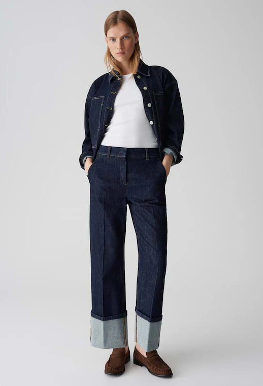 MOIRA CLEAN Wide Leg Jeans with XL Cuff