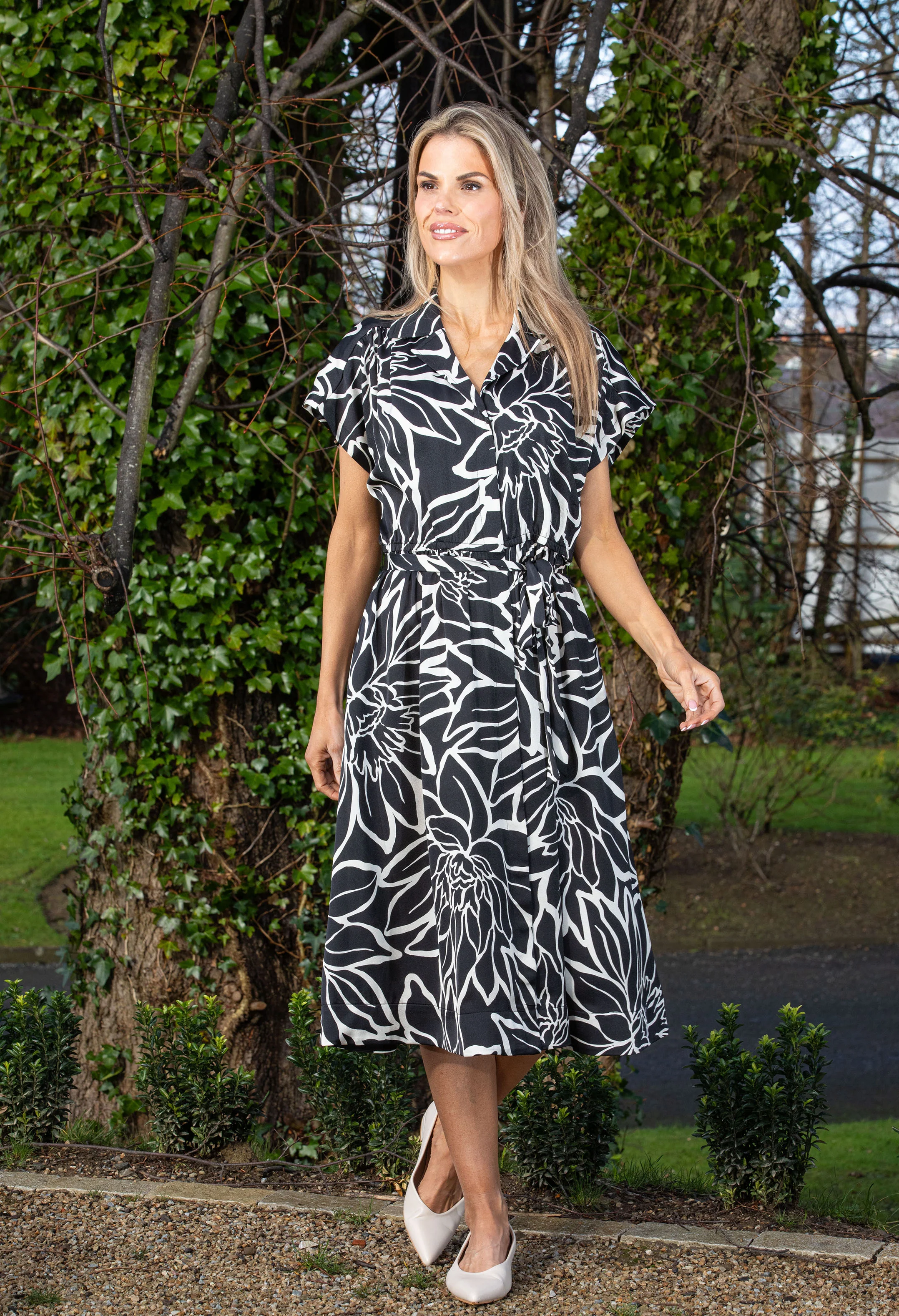 Monochrome Floral Dress - Image 2