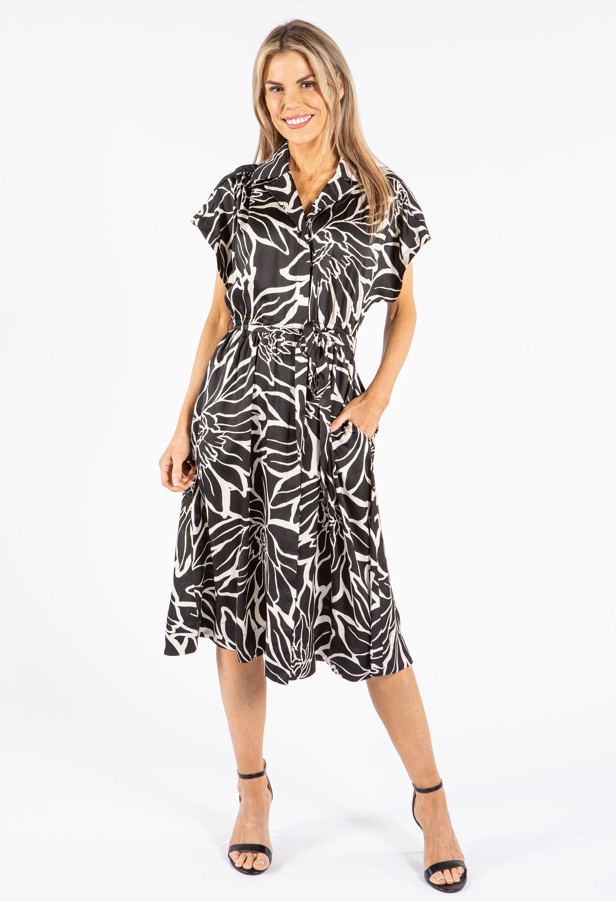 Monochrome Floral Dress - Image 3