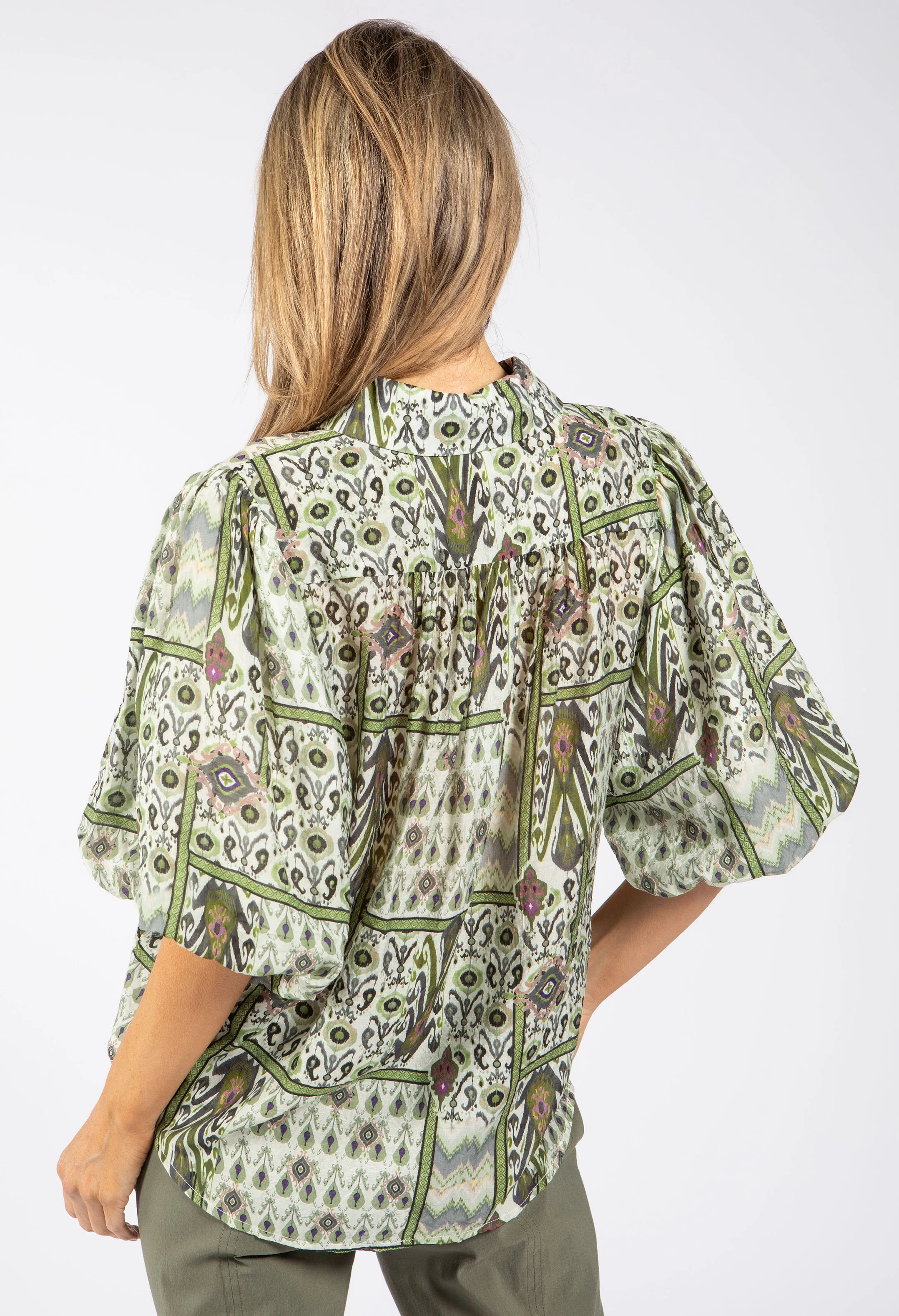 Mosaic Print Balloon Sleeve Blouse - Image 6