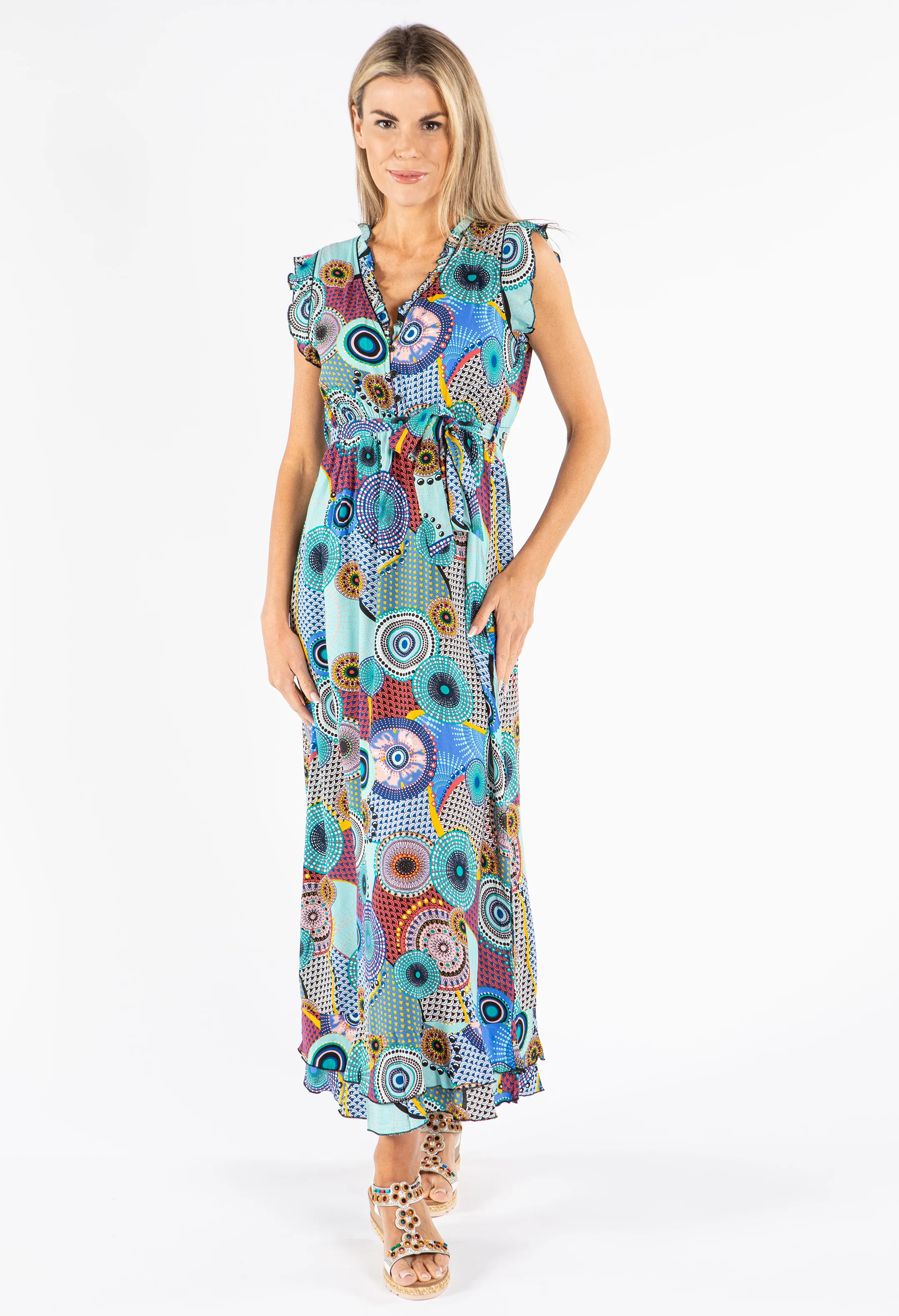 Mosaic Print Sleeveless Dress - Image 2