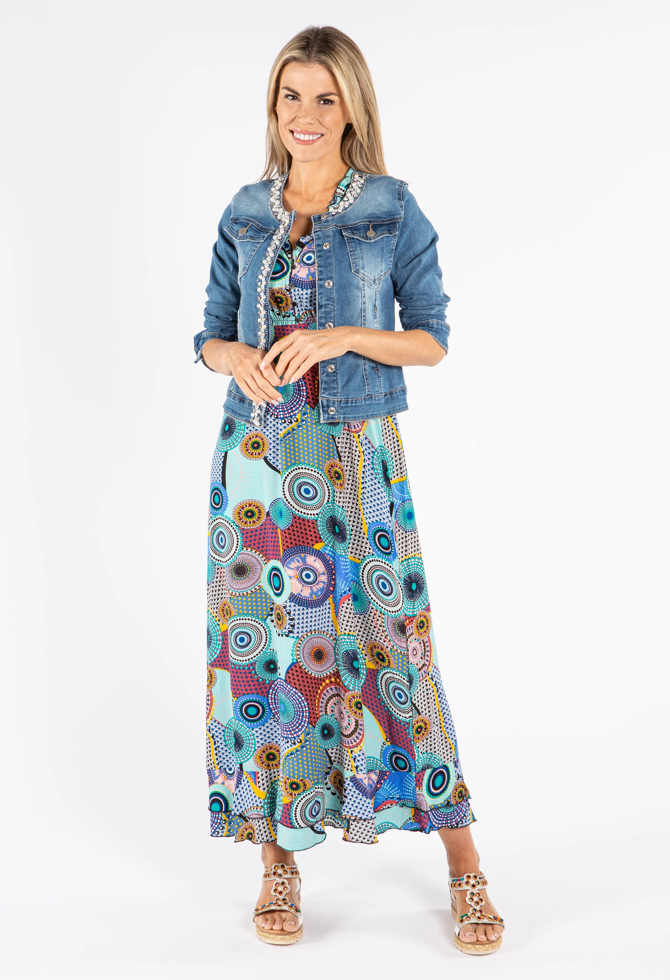 Mosaic Print Sleeveless Dress - Image 4