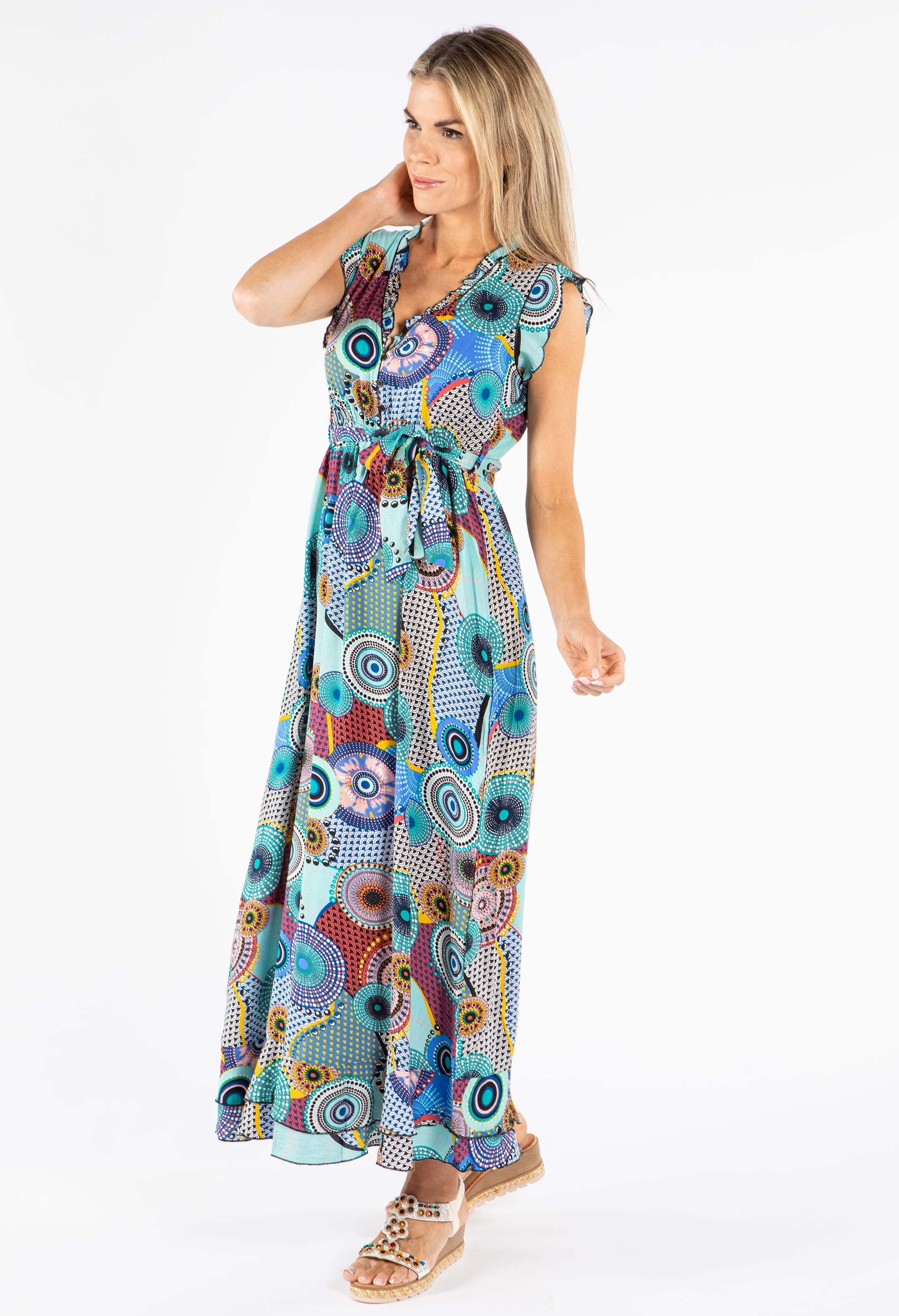 Mosaic Print Sleeveless Dress - Image 5