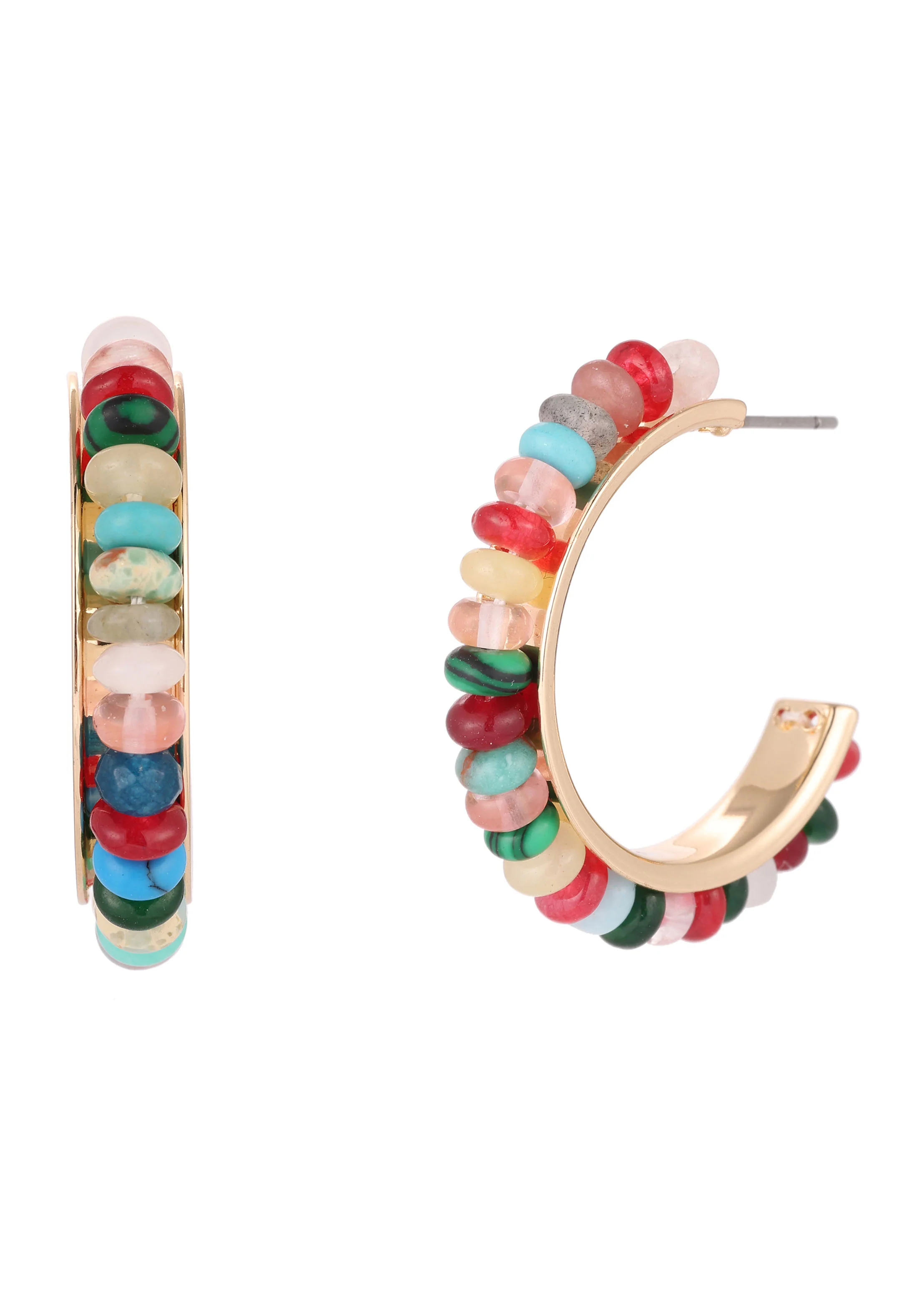 Multi Beaded Hoop Earrings