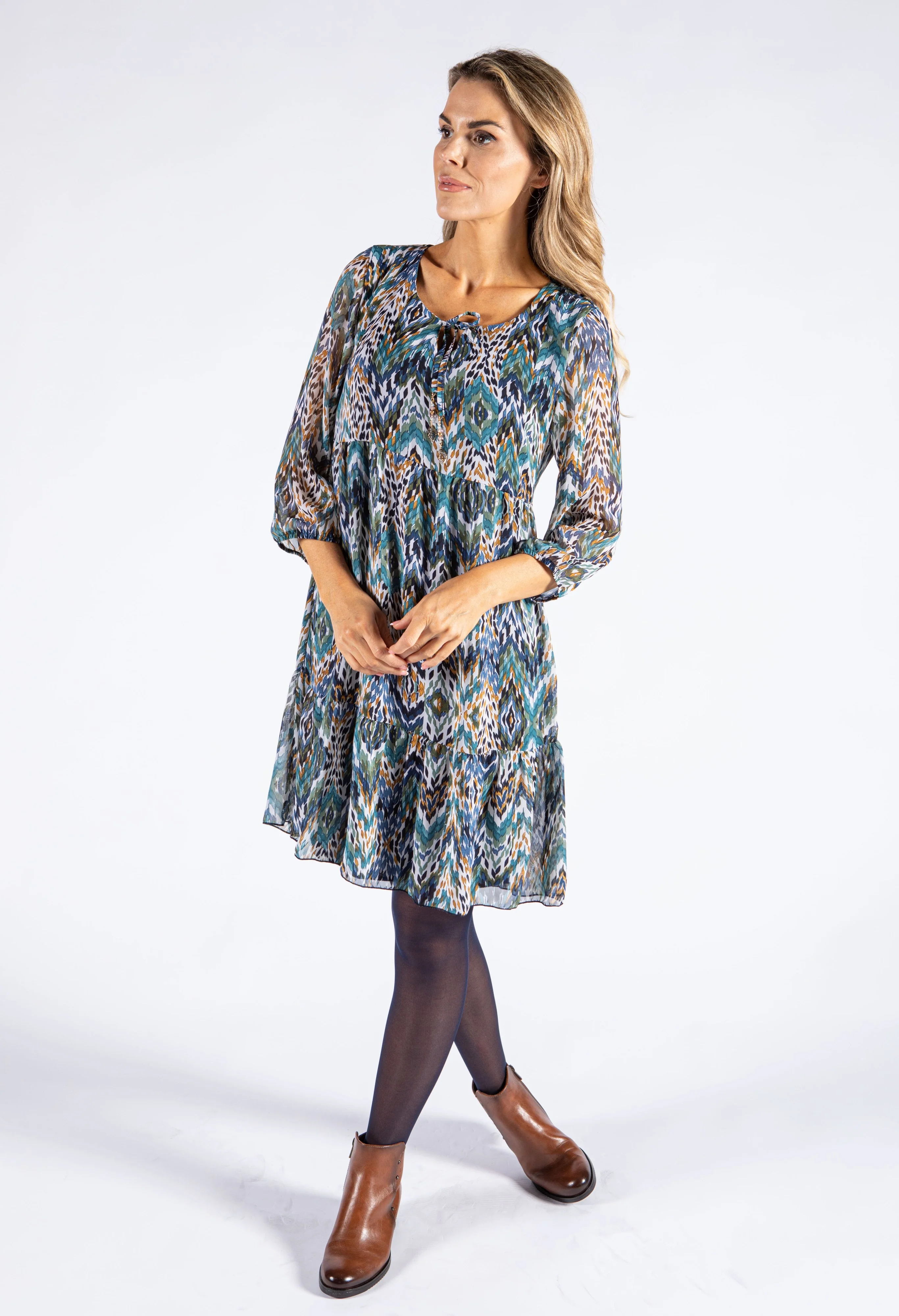 Natural Geo Print Dress - Image 3