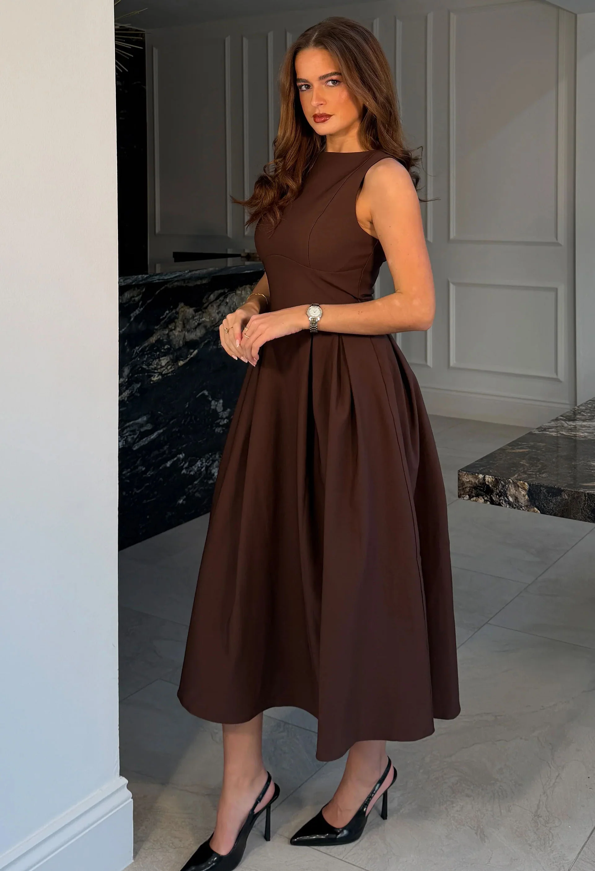 Nesta Boat Neck Skater Midi Dress - Image 2