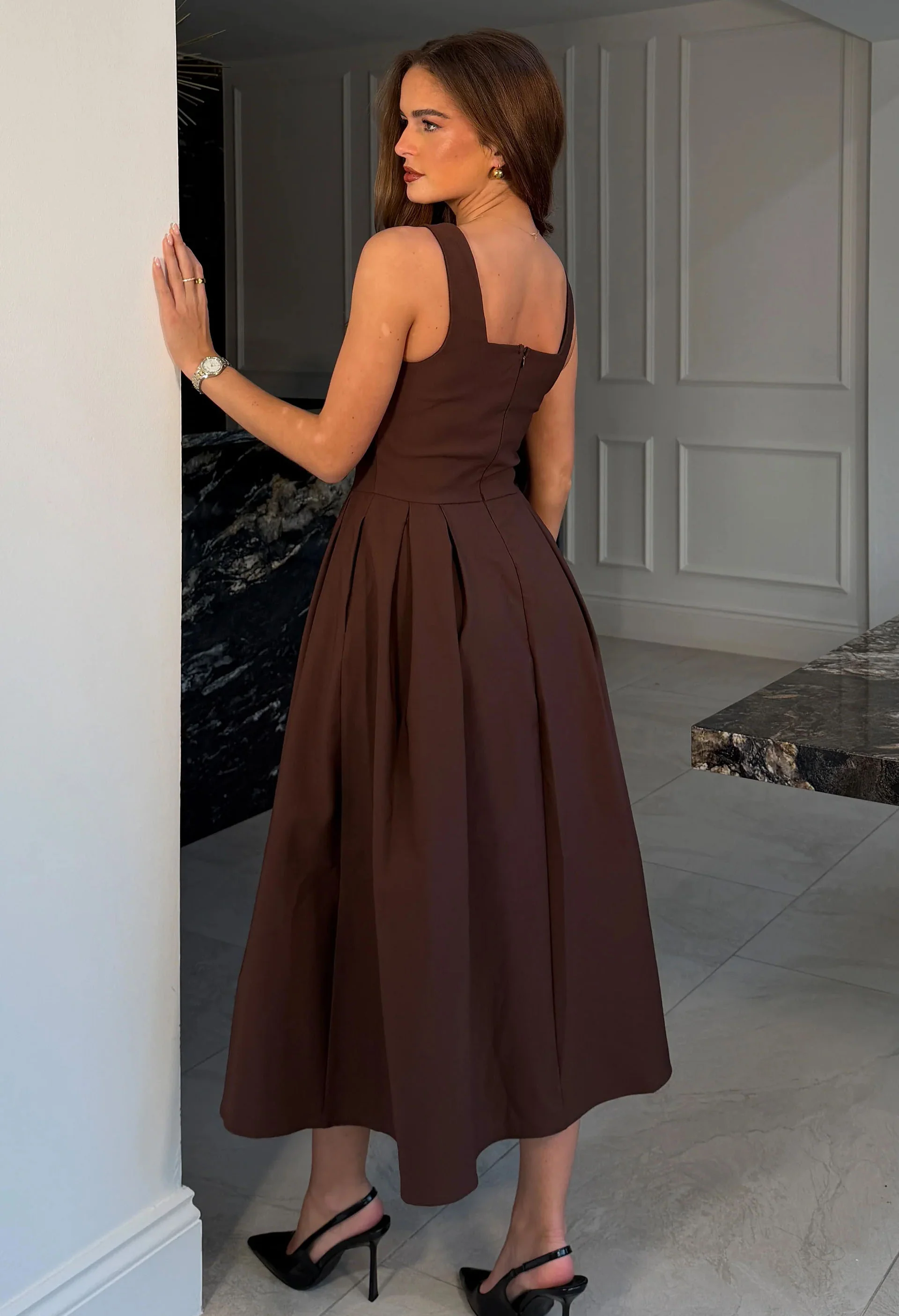 Nesta Boat Neck Skater Midi Dress - Image 5