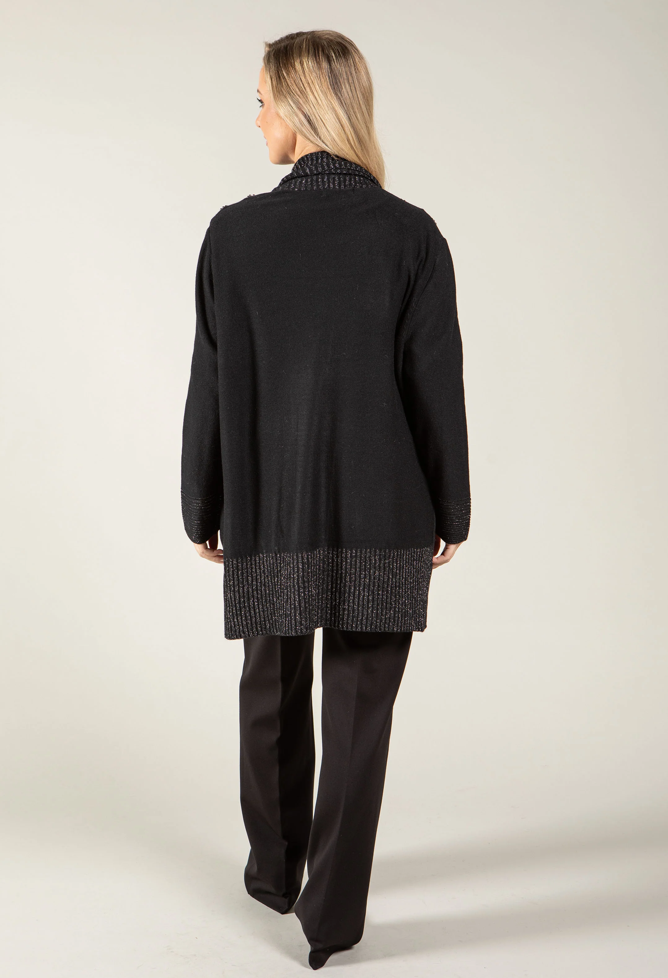Open Front Beaded Knit Cardigan - Image 4