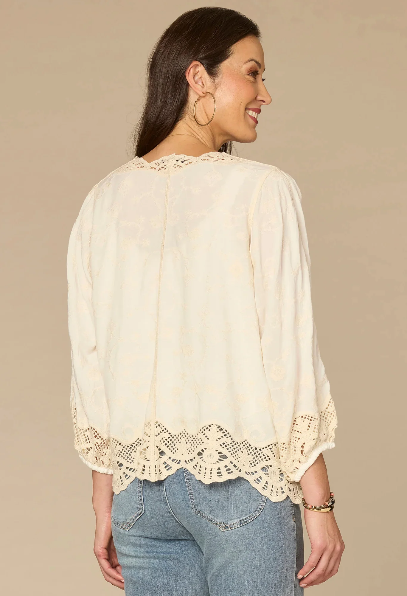 Open Front Crochet Cropped Woven Jacket - Image 3