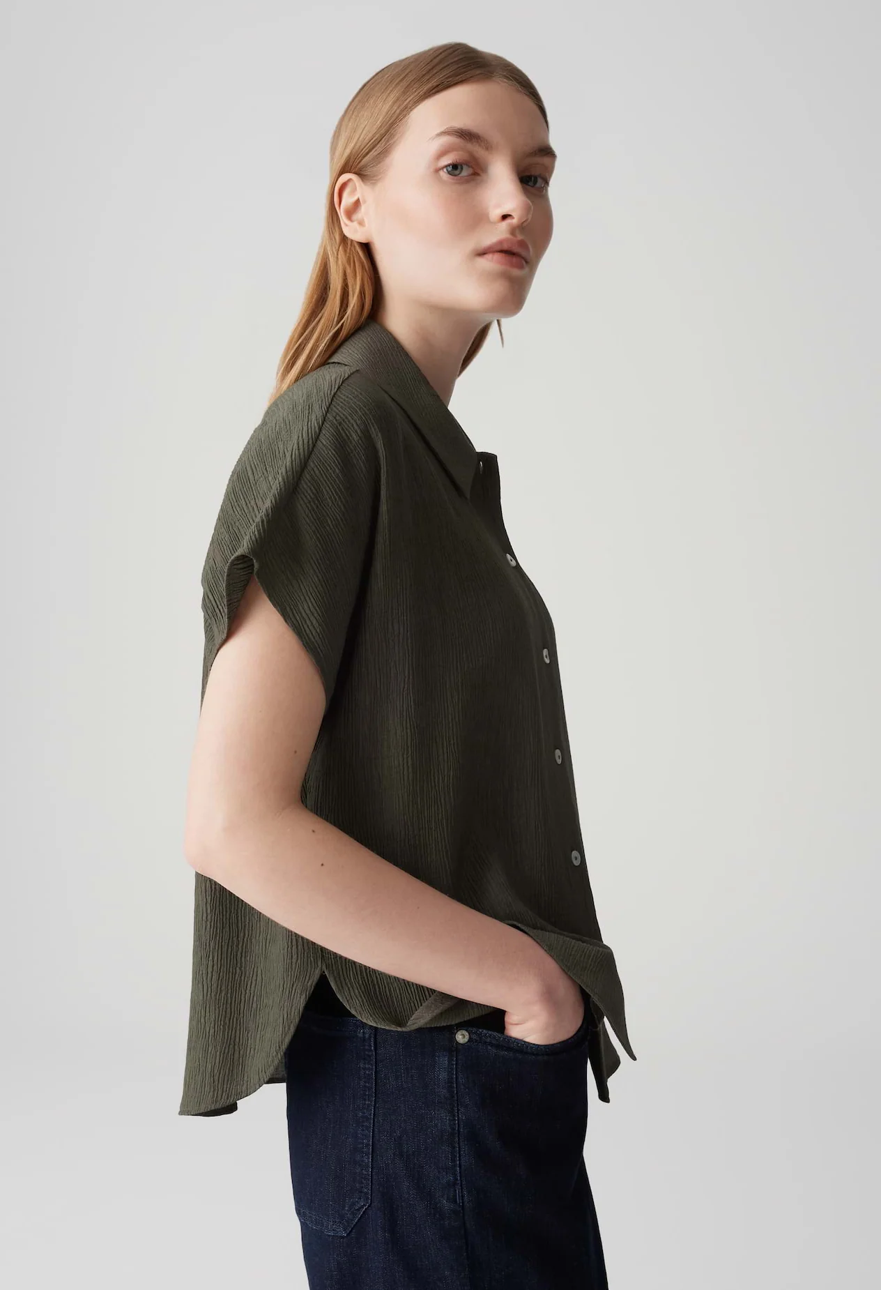 Fasinga Loose shirt blouse with crinkle structure - Image 4