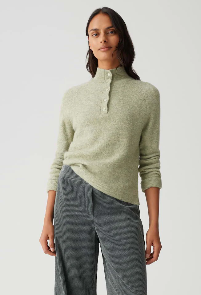 Opus Plutton Slim Knitted Jumper in Wool Mohair Mix
