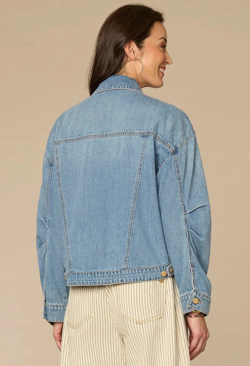 Oversized Barrel Sleeve Denim Jacket - Image 4