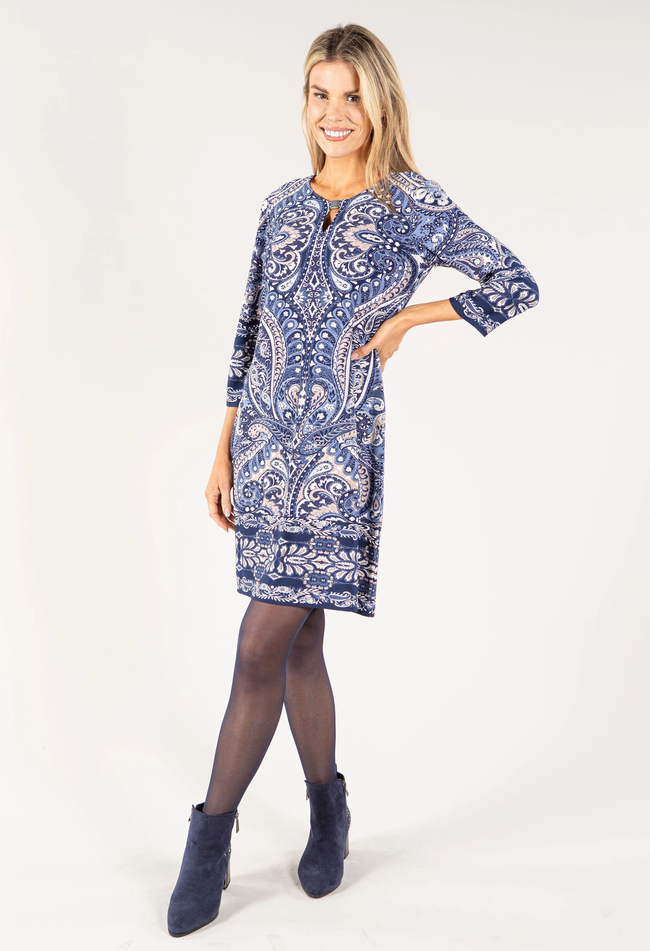 Paisley Print Keyhole Neckline Dress - Image 2