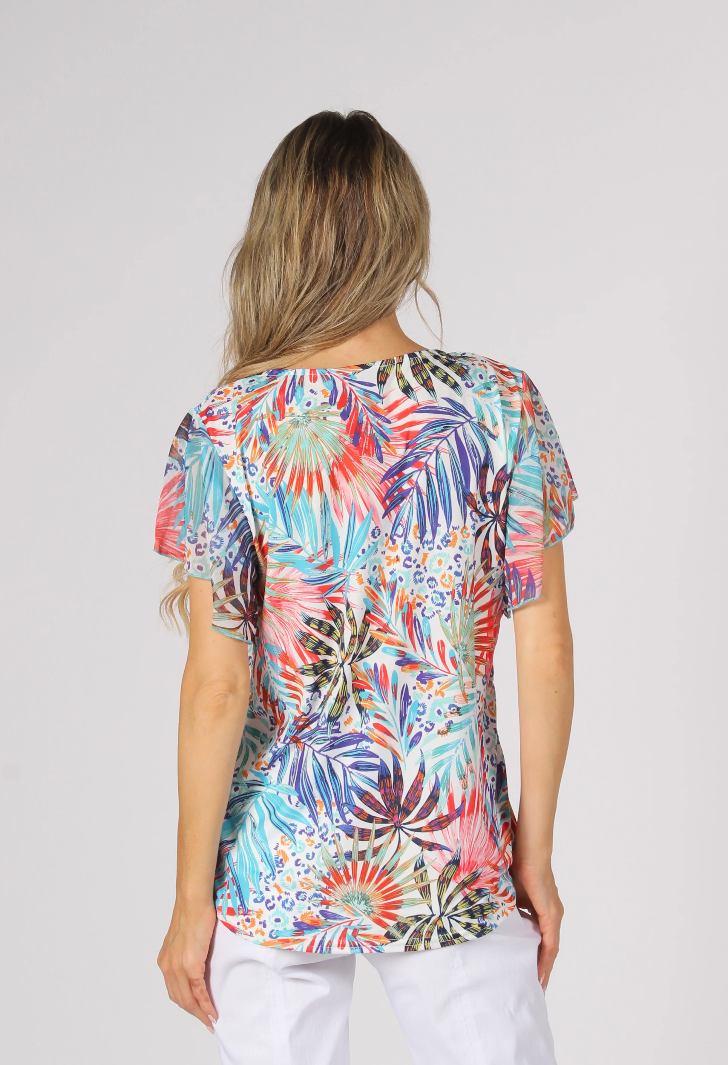 Palm Print Angel Sleeve Top - Image 3