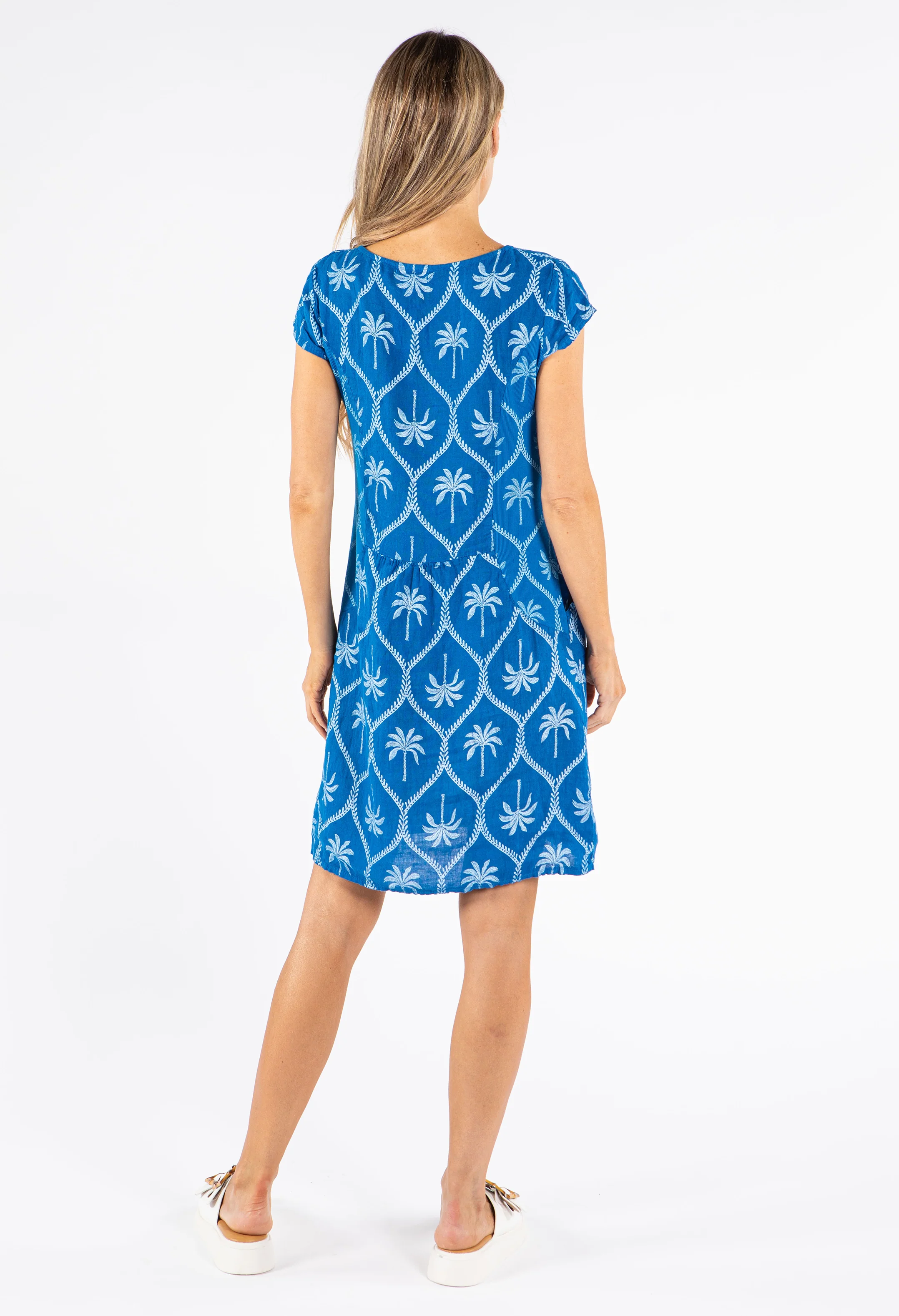 Palm Print Linen Dress - Image 17