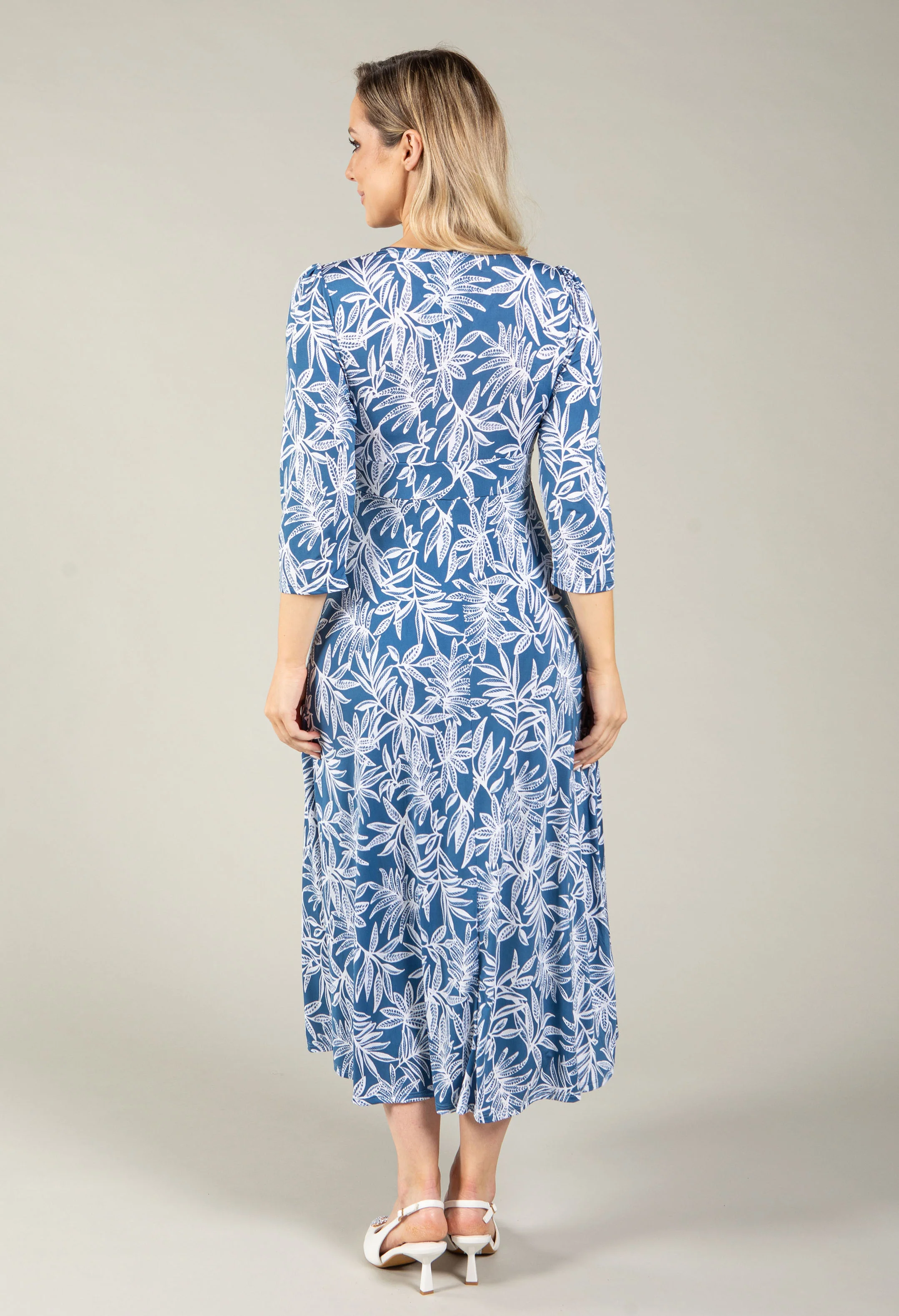 Palm Print Midi Wrap Dress - Image 5