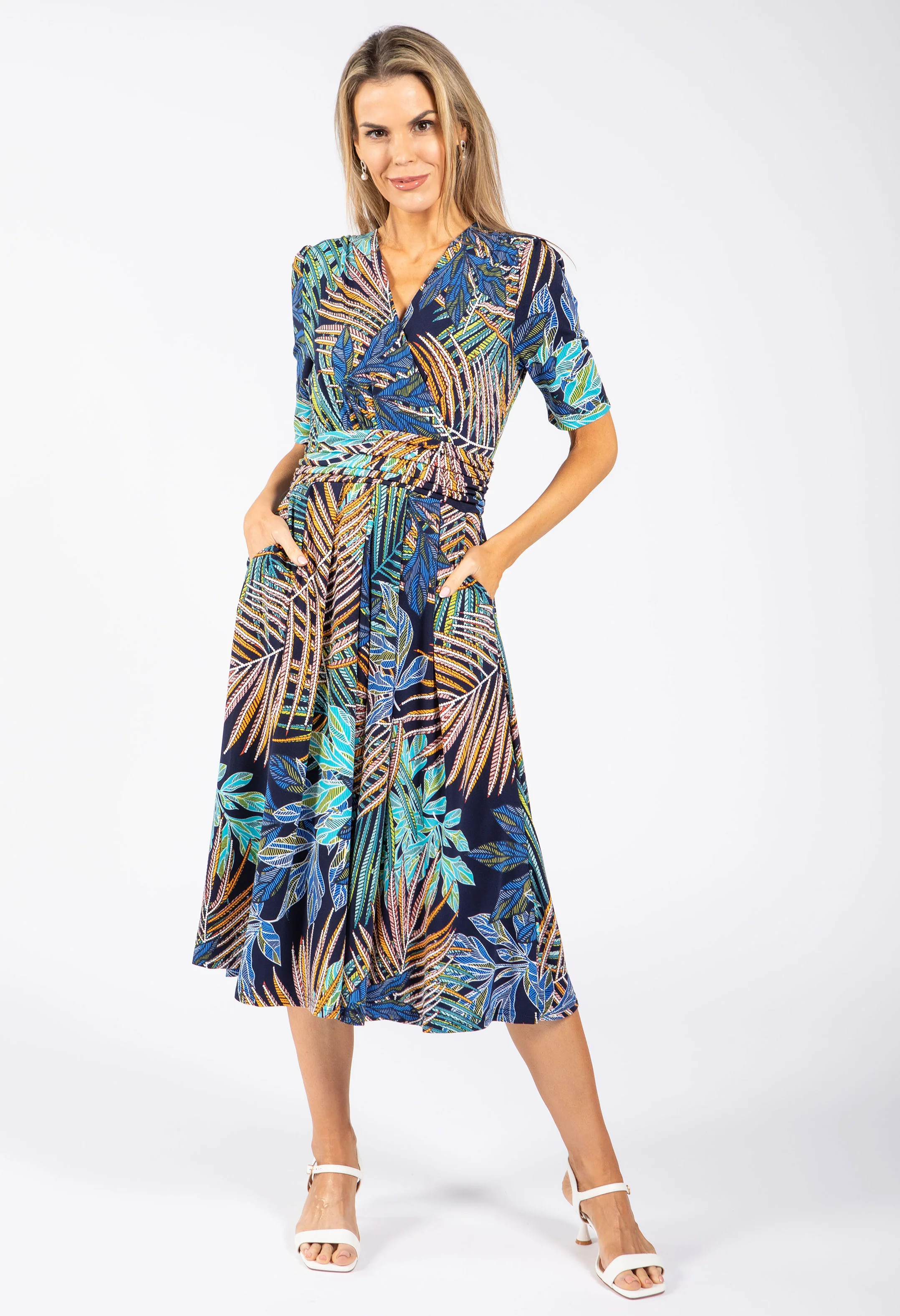 Palm Print Wrap Dress - Image 2