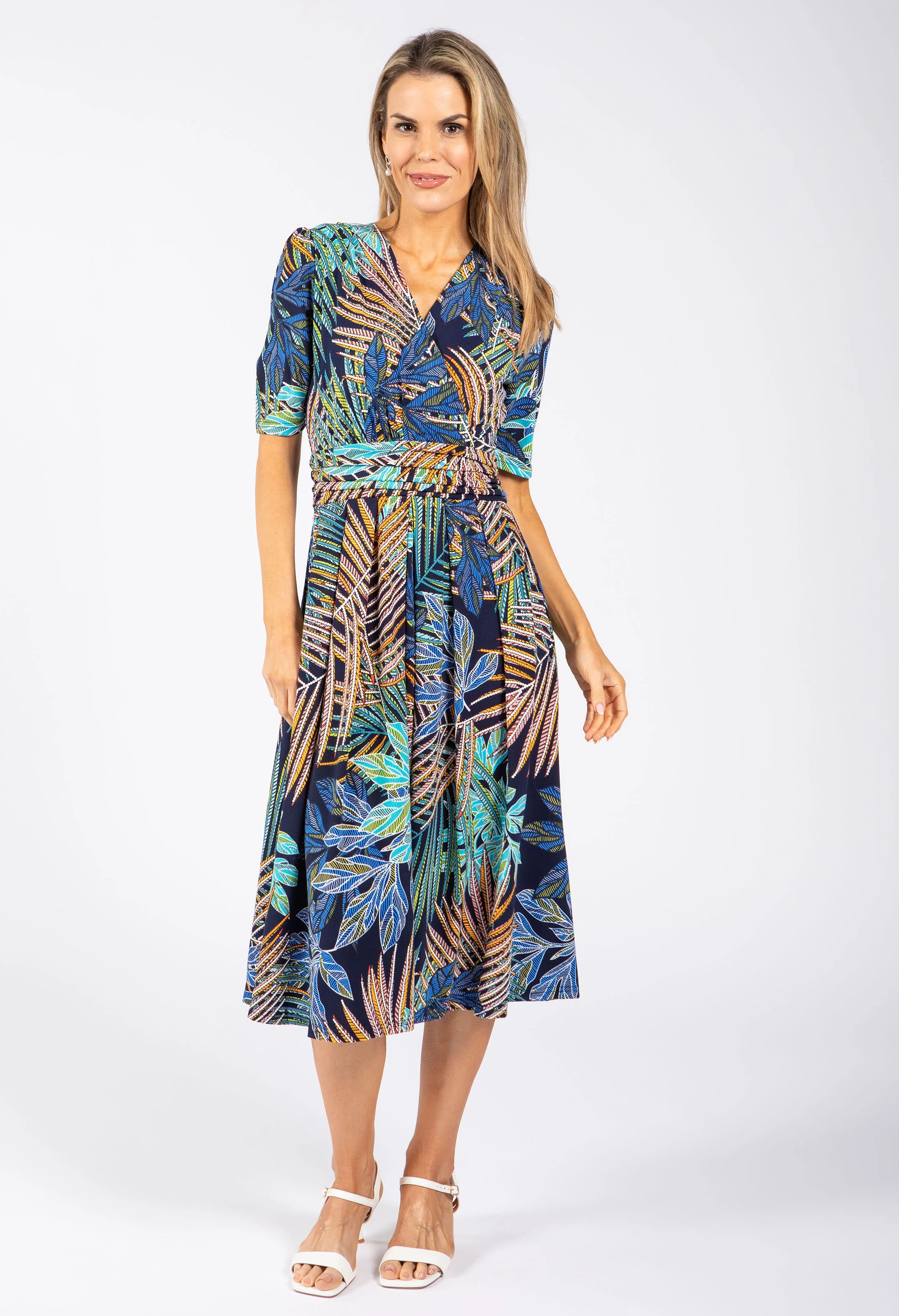 Palm Print Wrap Dress - Image 3