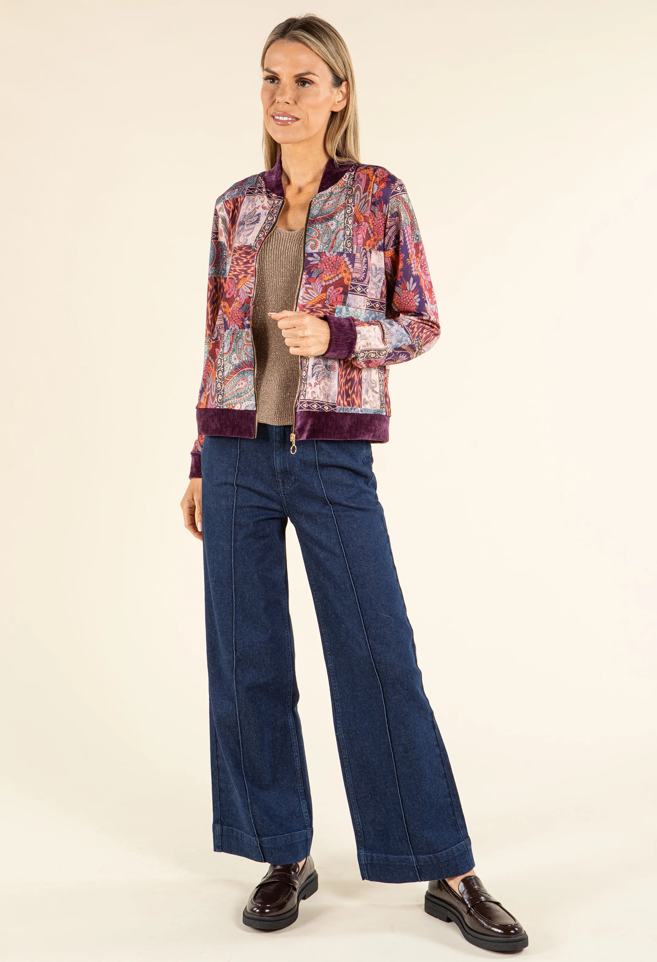 Patchwork Design Bomber Jacket - Image 2
