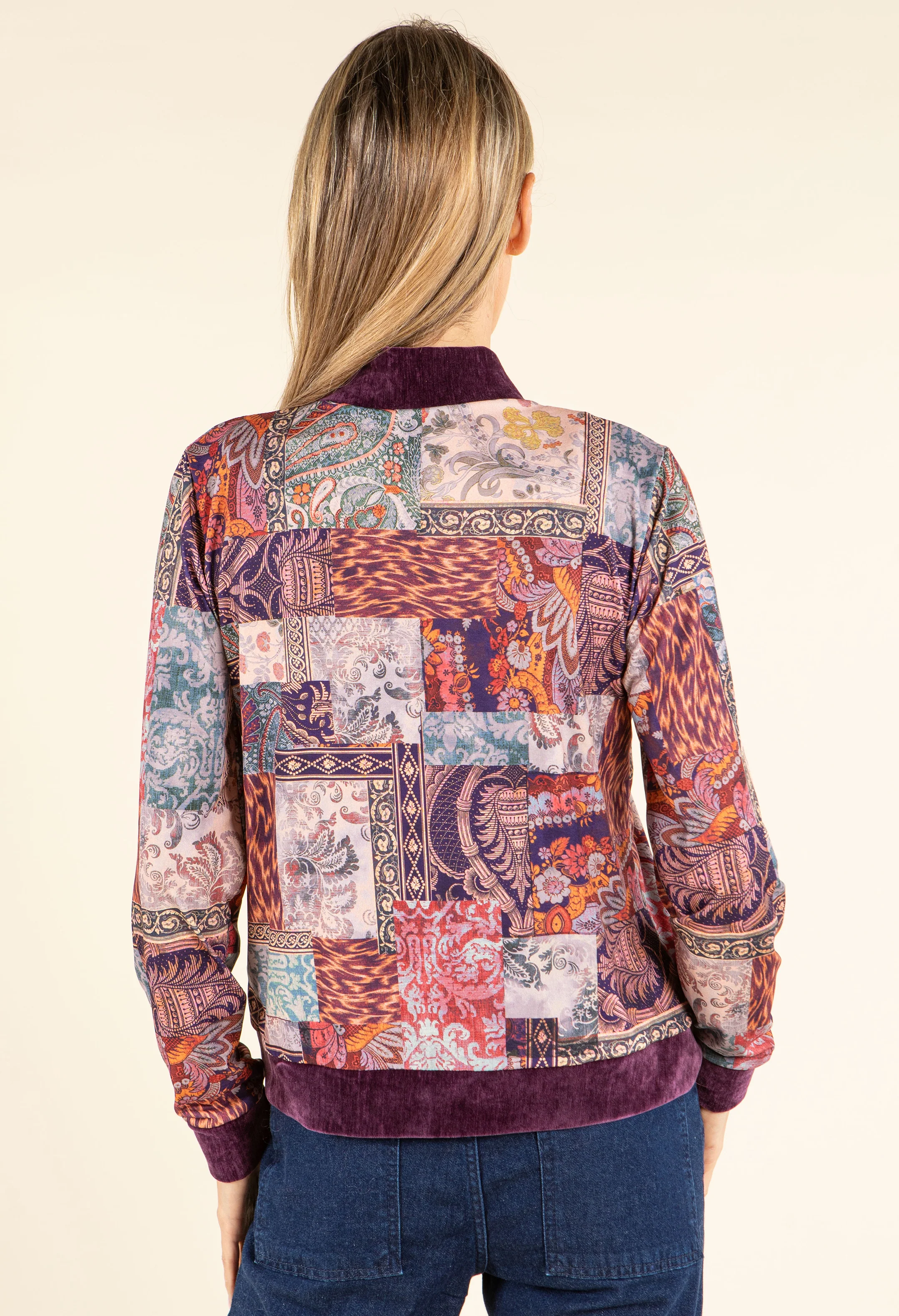 Patchwork Design Bomber Jacket - Image 5