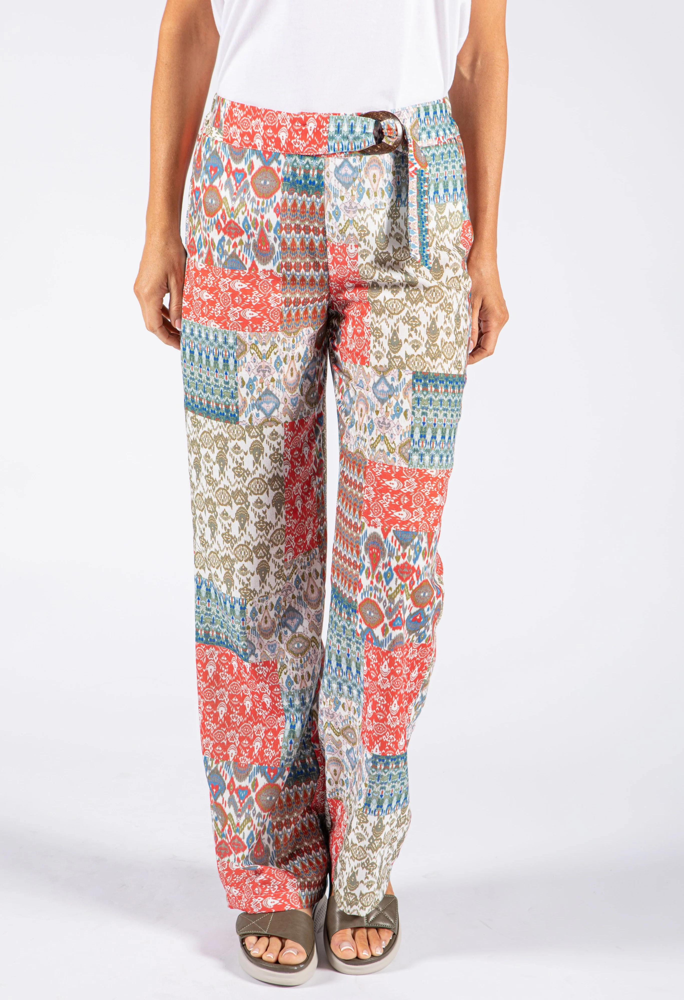 Patchwork Print Belted Trouser - Image 2
