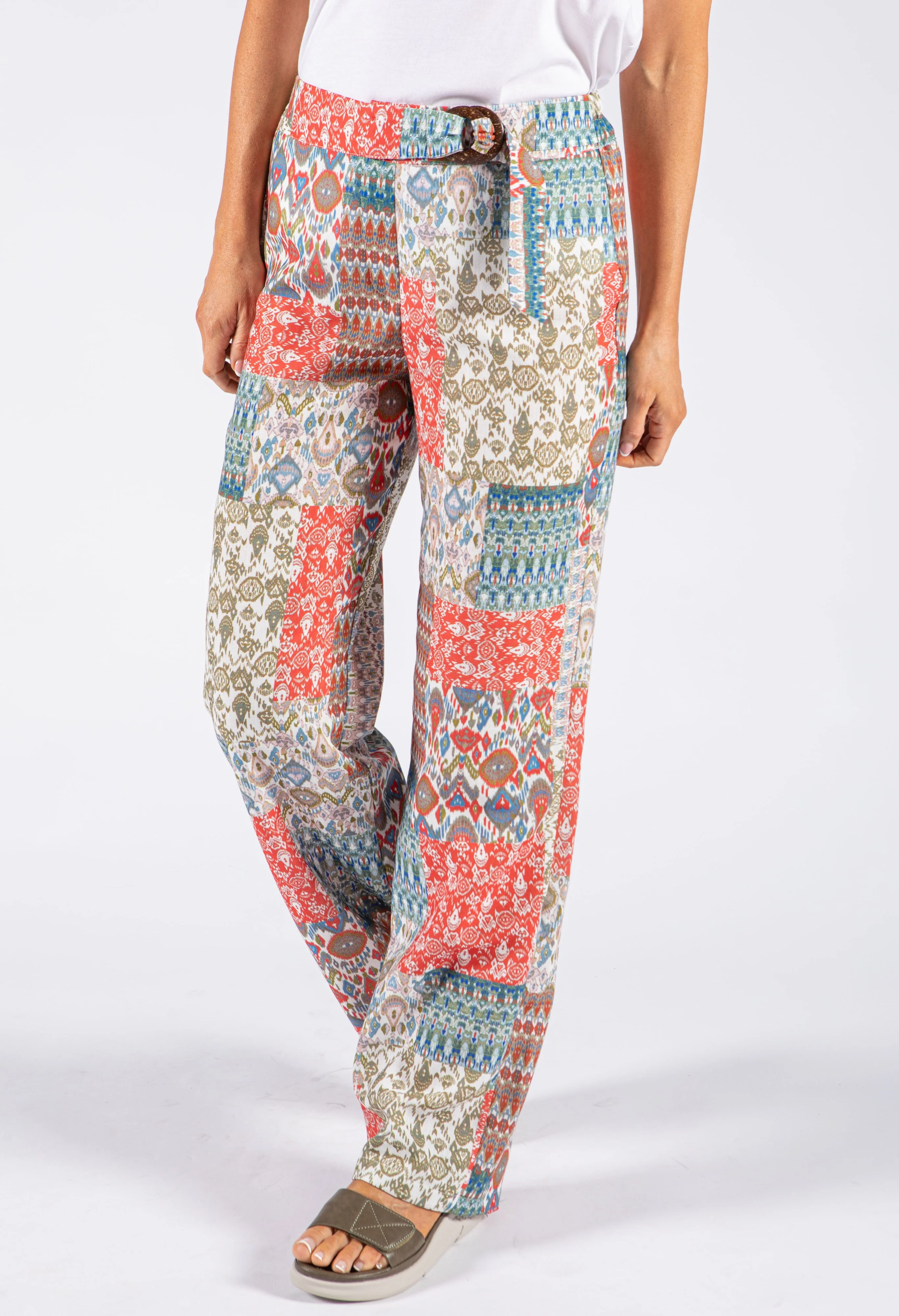 Patchwork Print Belted Trouser - Image 3