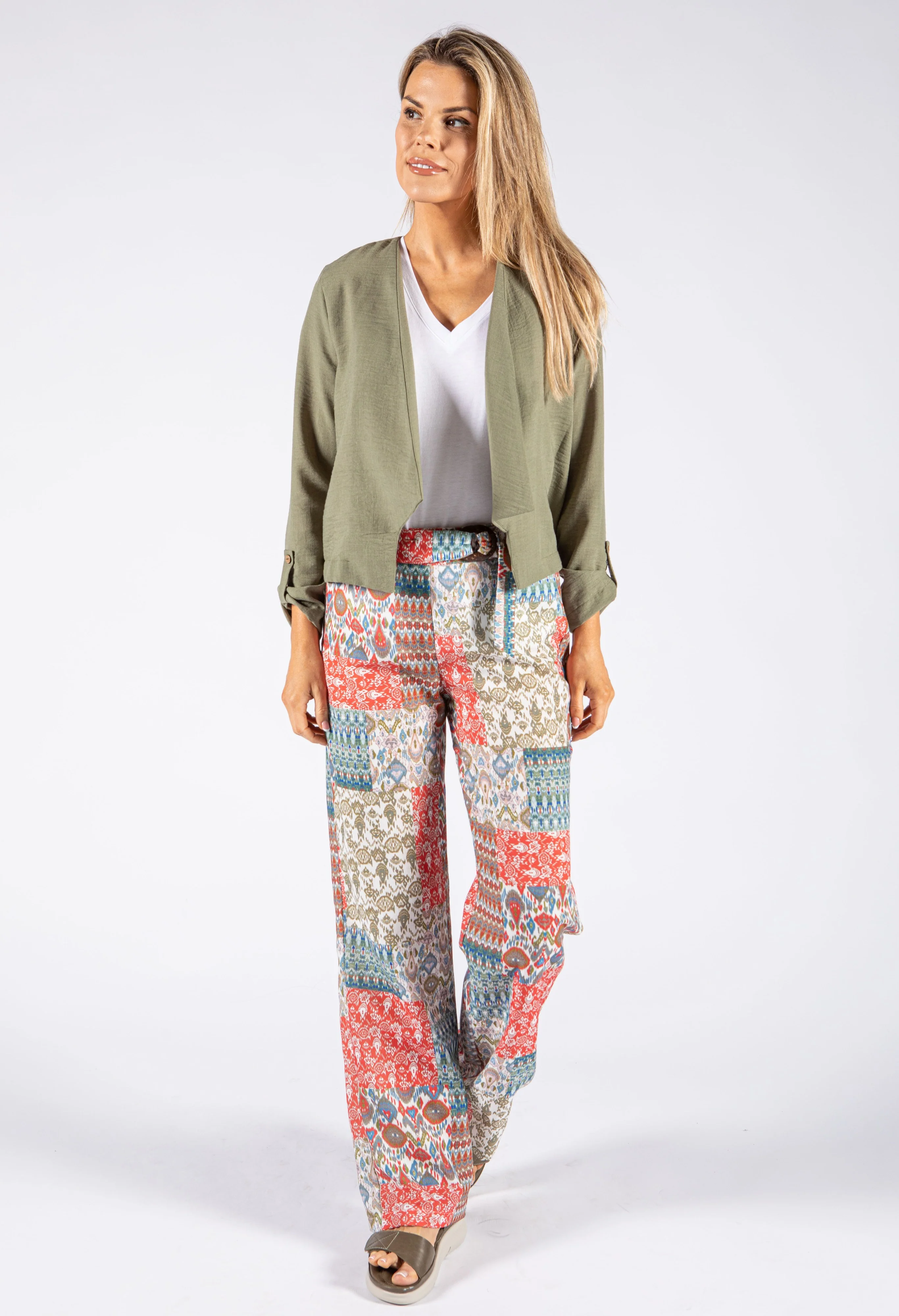 Patchwork Print Belted Trouser - Image 5