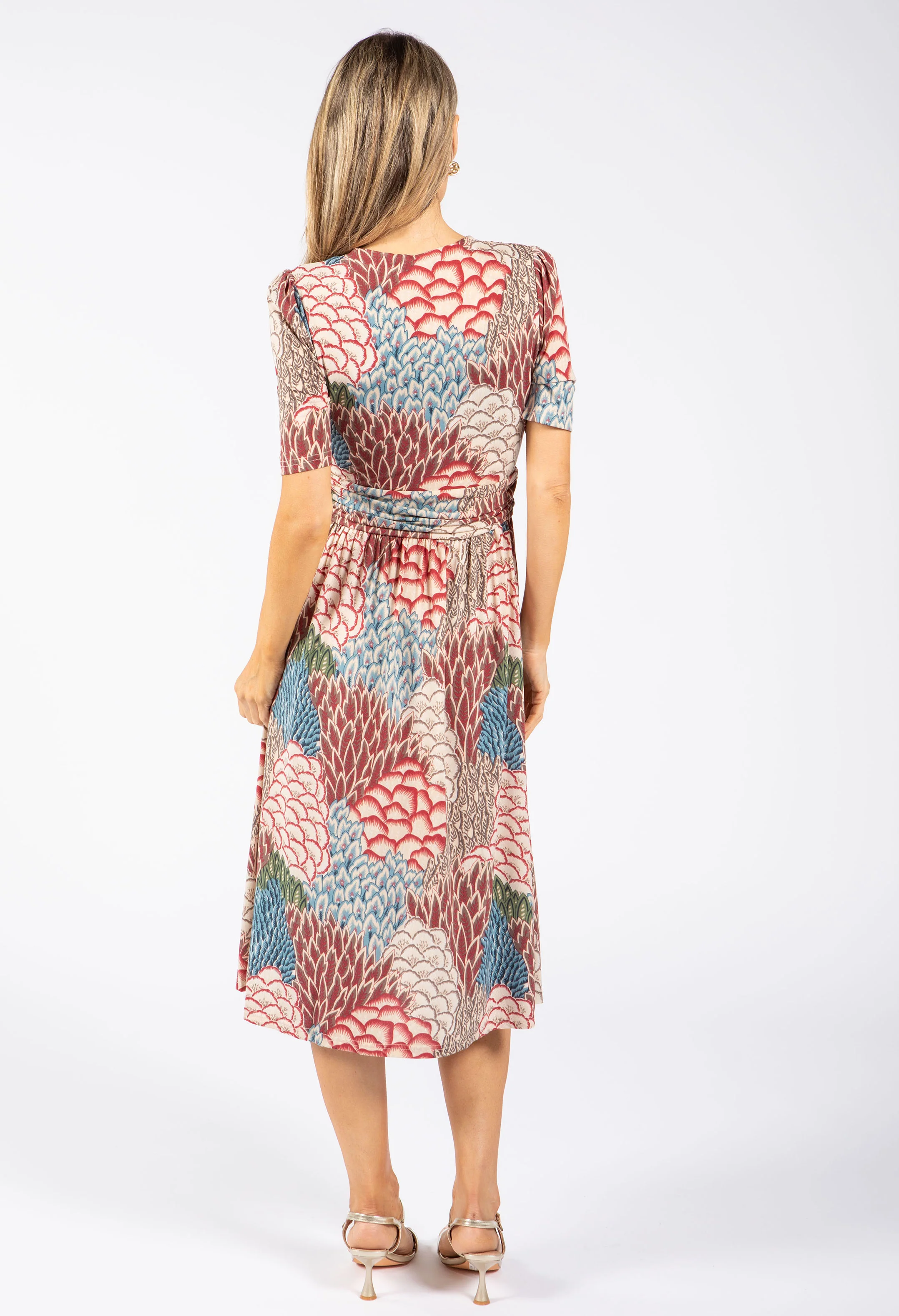 Peacock Print Wrap Dress - Image 6