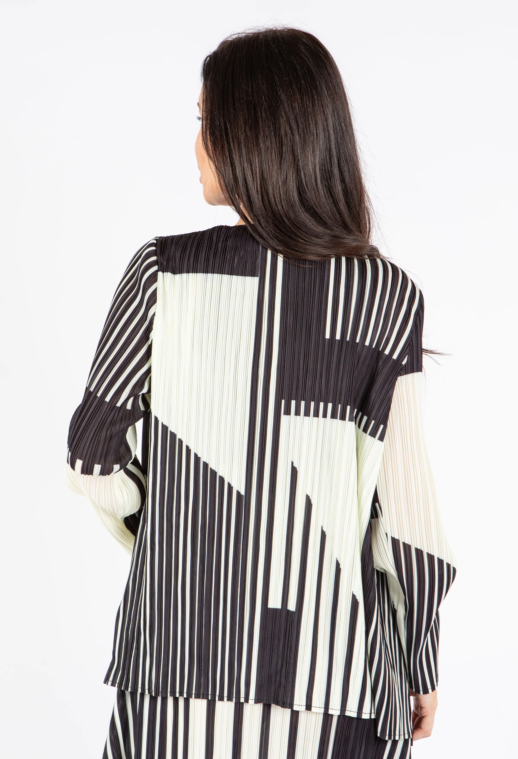 Pleated Stripe Open Jacket - Image 4