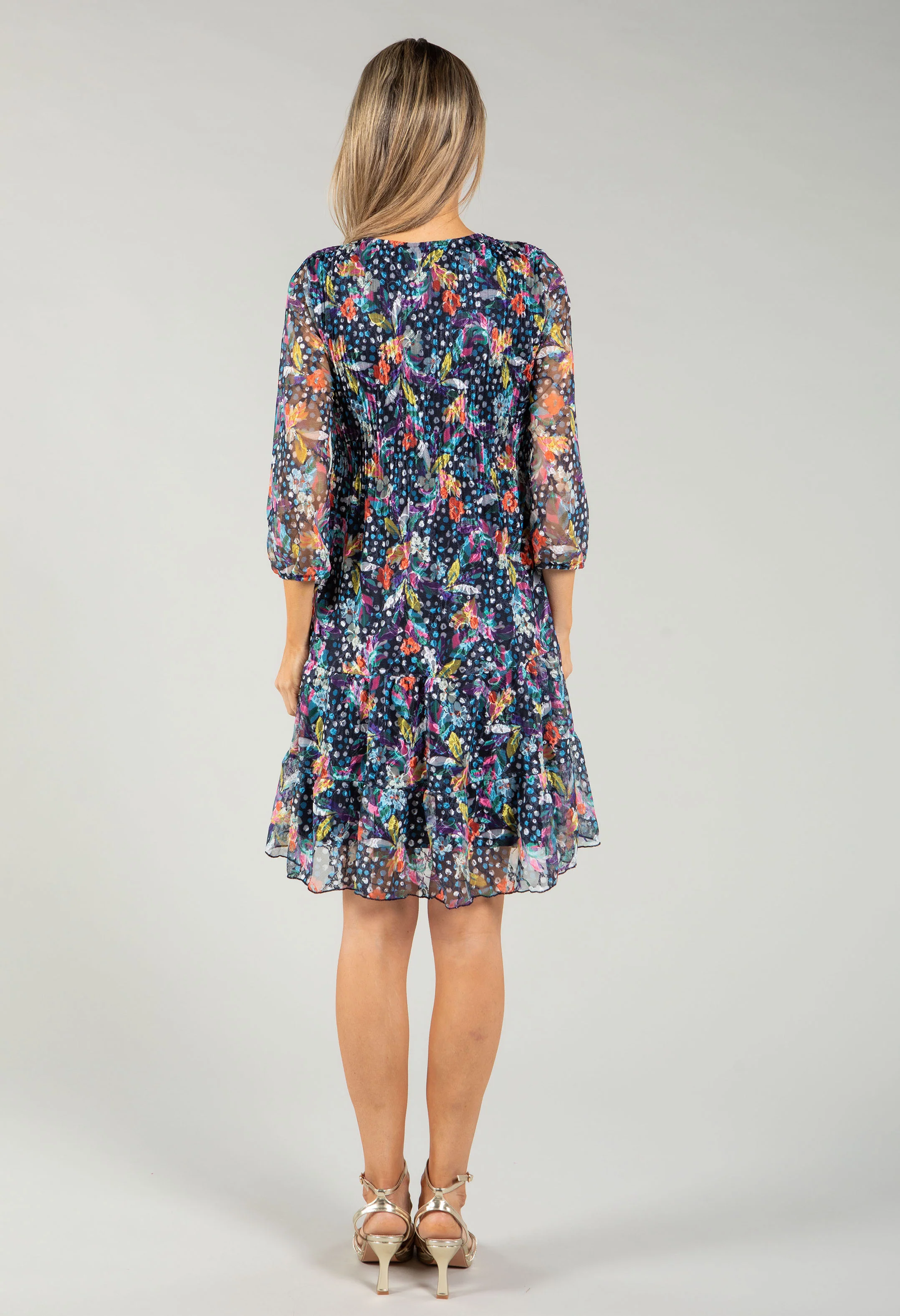 Plisse Pleated Floral Lace Dress - Image 5