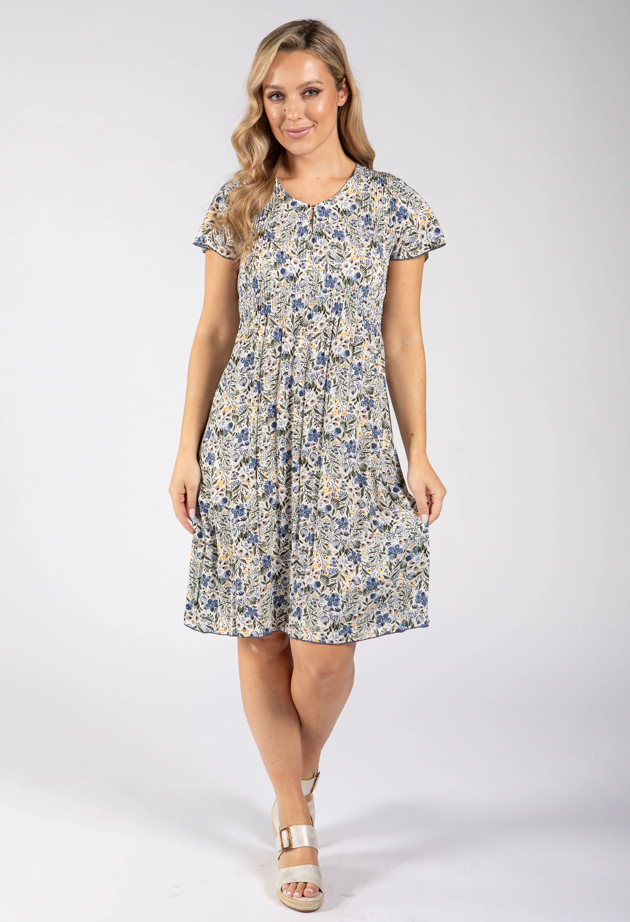 Plisse Pleated Floral Print Dress - Image 4