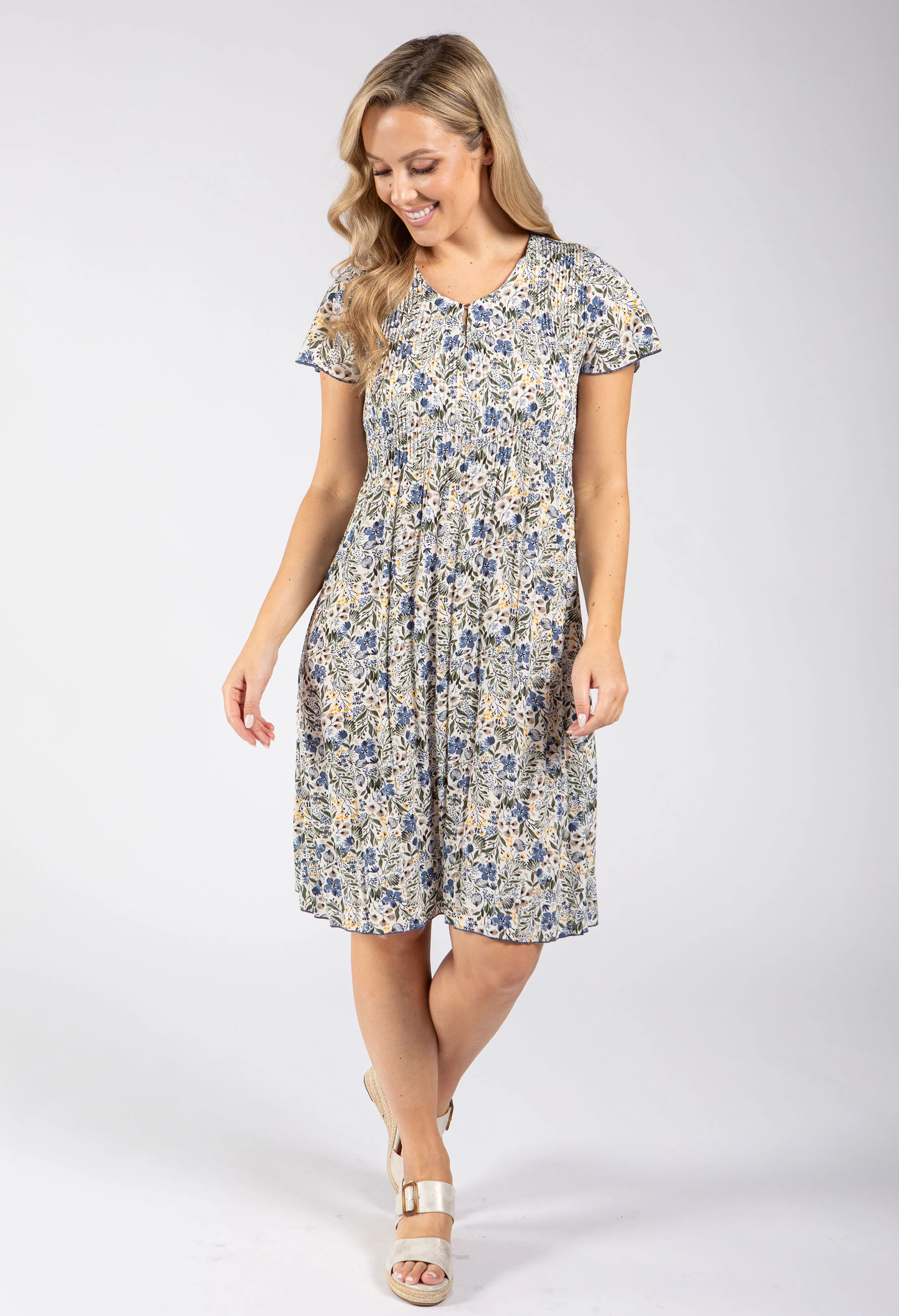 Plisse Pleated Floral Print Dress - Image 5