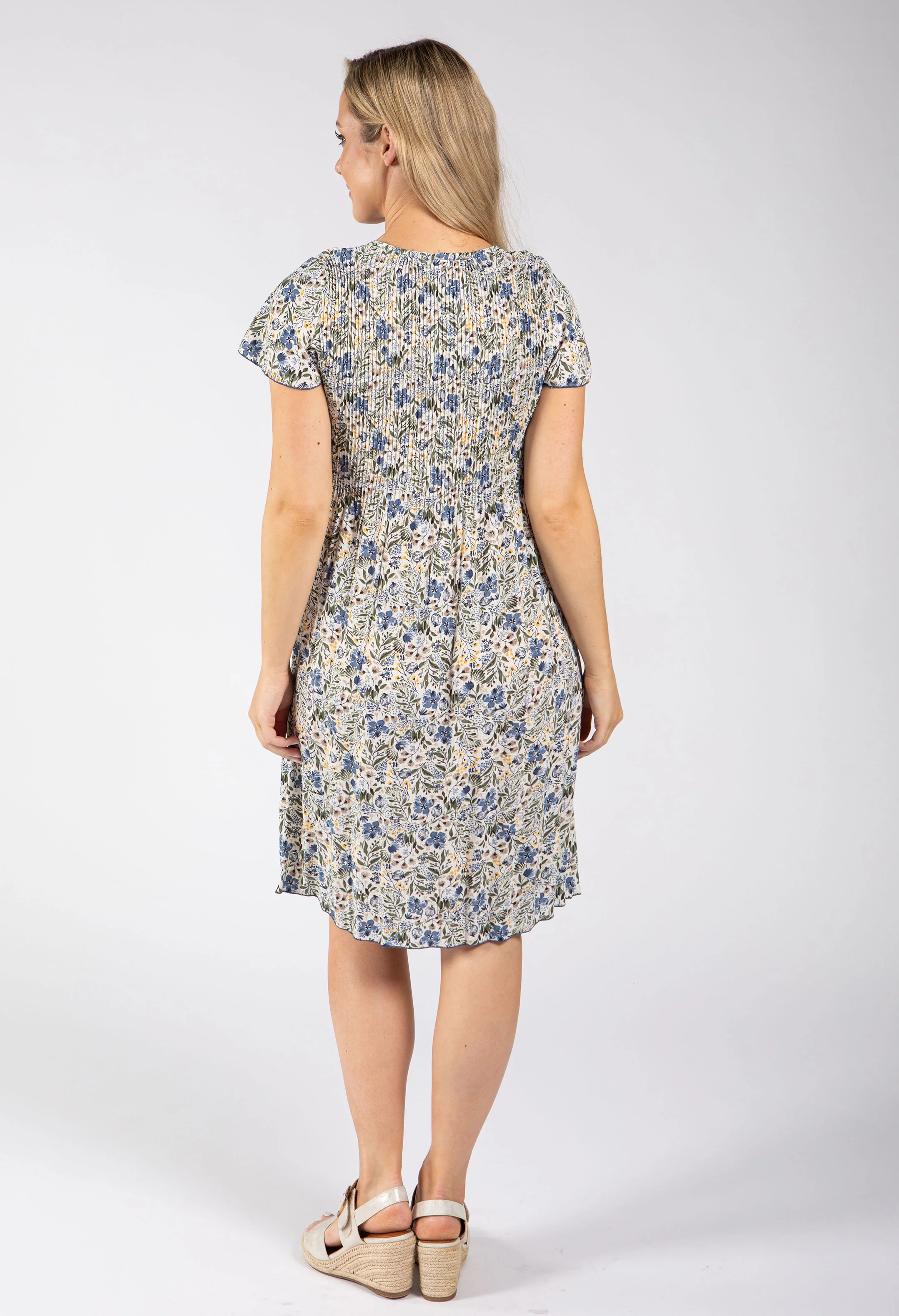 Plisse Pleated Floral Print Dress - Image 7