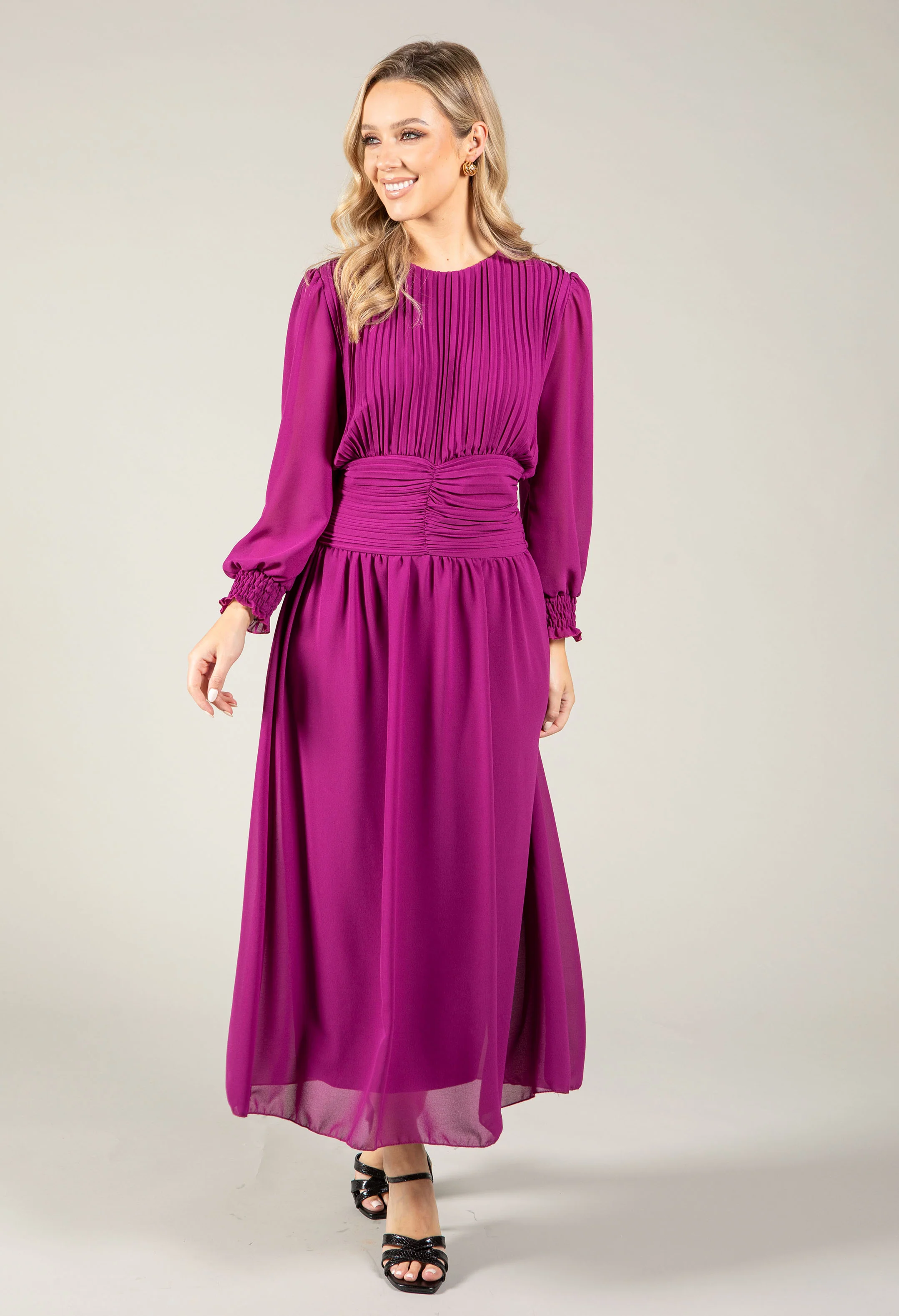 Plisse Pleated Midi Dress - Image 11