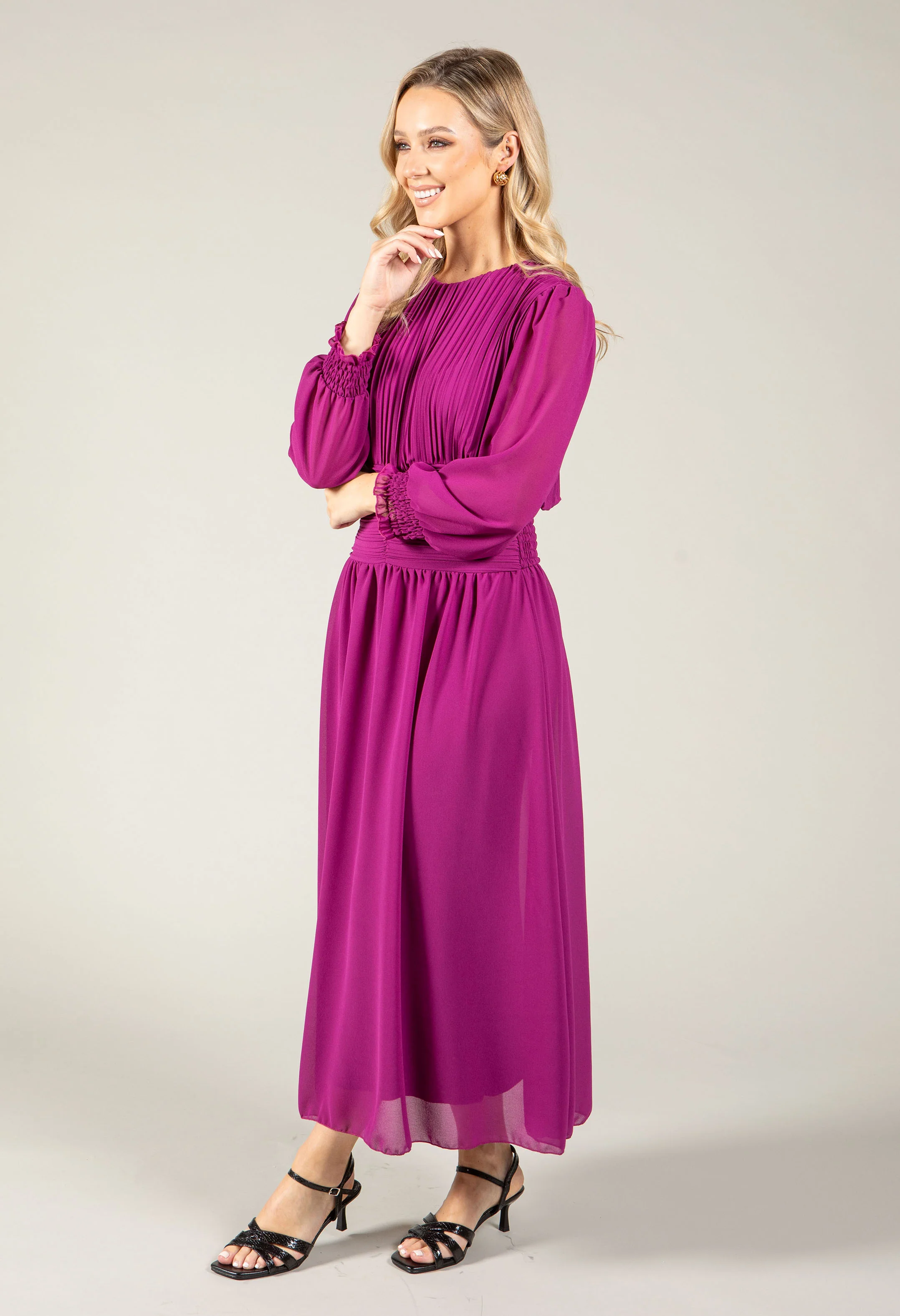Plisse Pleated Midi Dress - Image 12