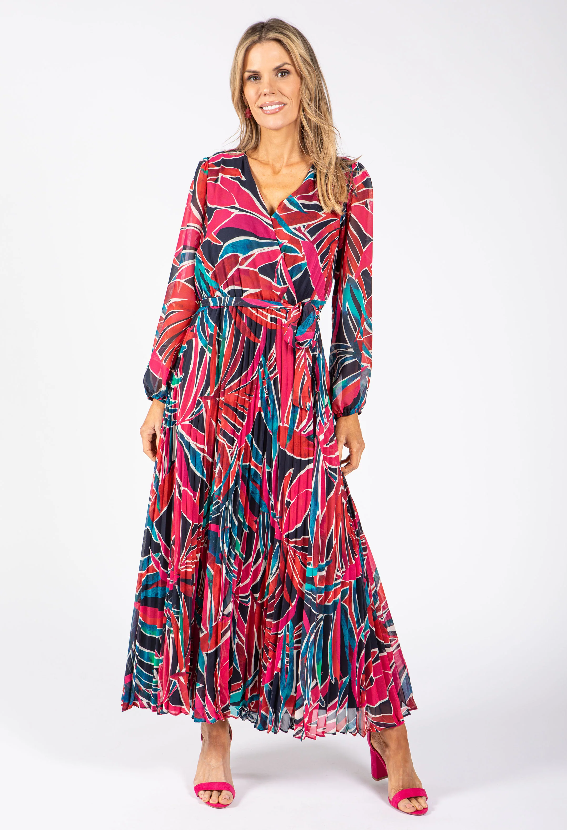 Plisse Pleated Wrap Midi Dress - Image 2
