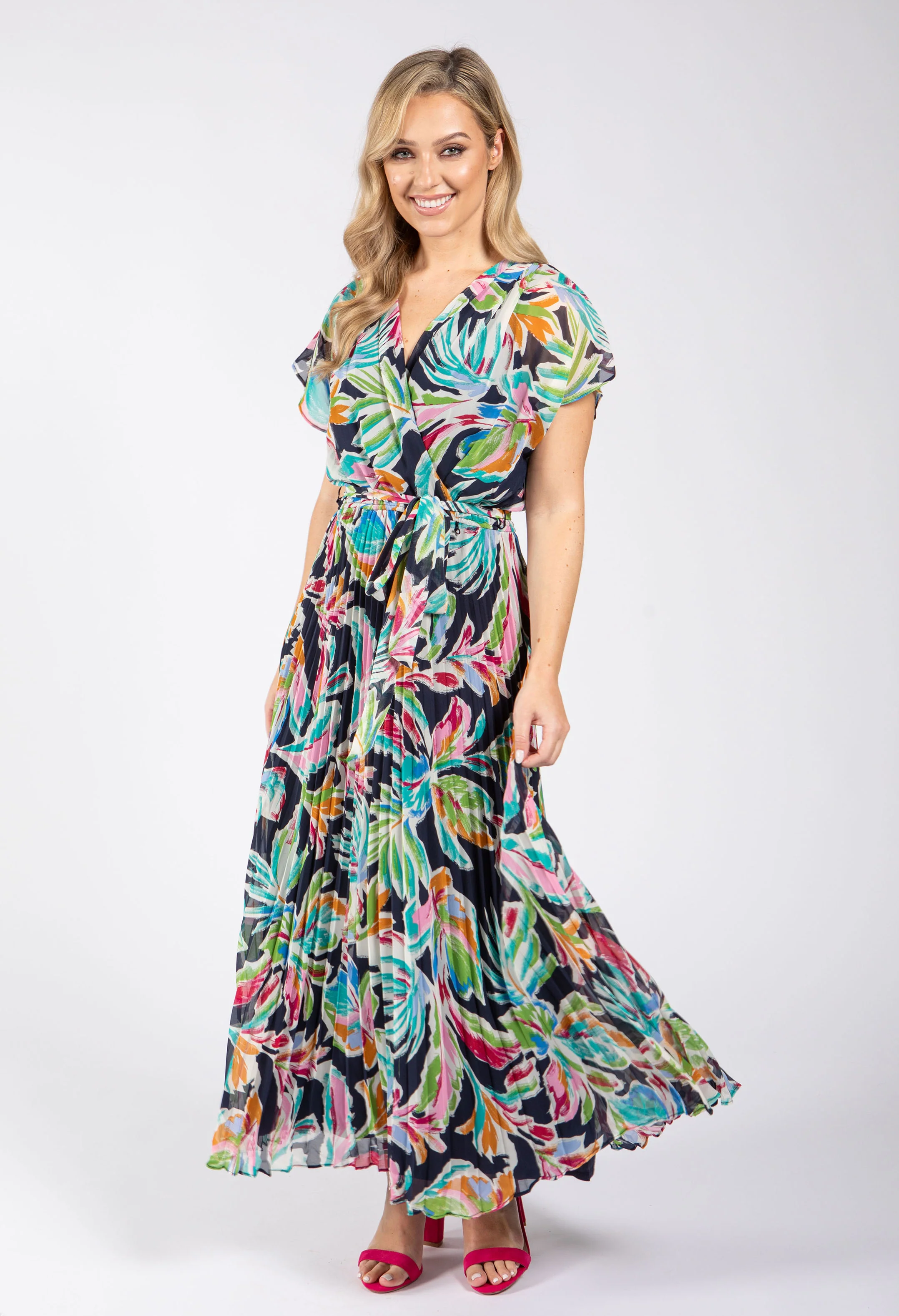 Plisse Pleated Wrap Midi Dress - Image 2
