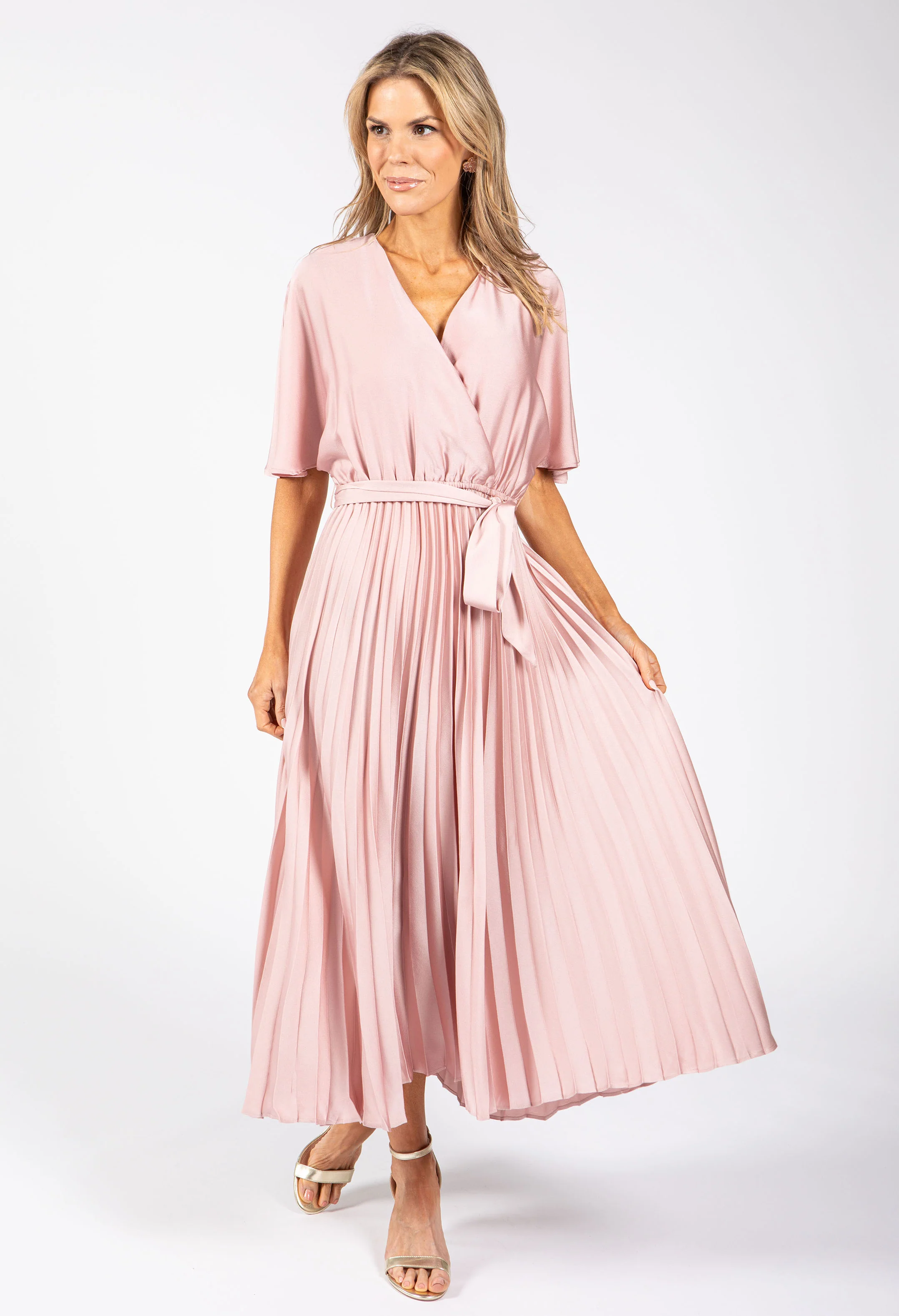 Plisse Pleated Wrap Midi Dress - Image 5