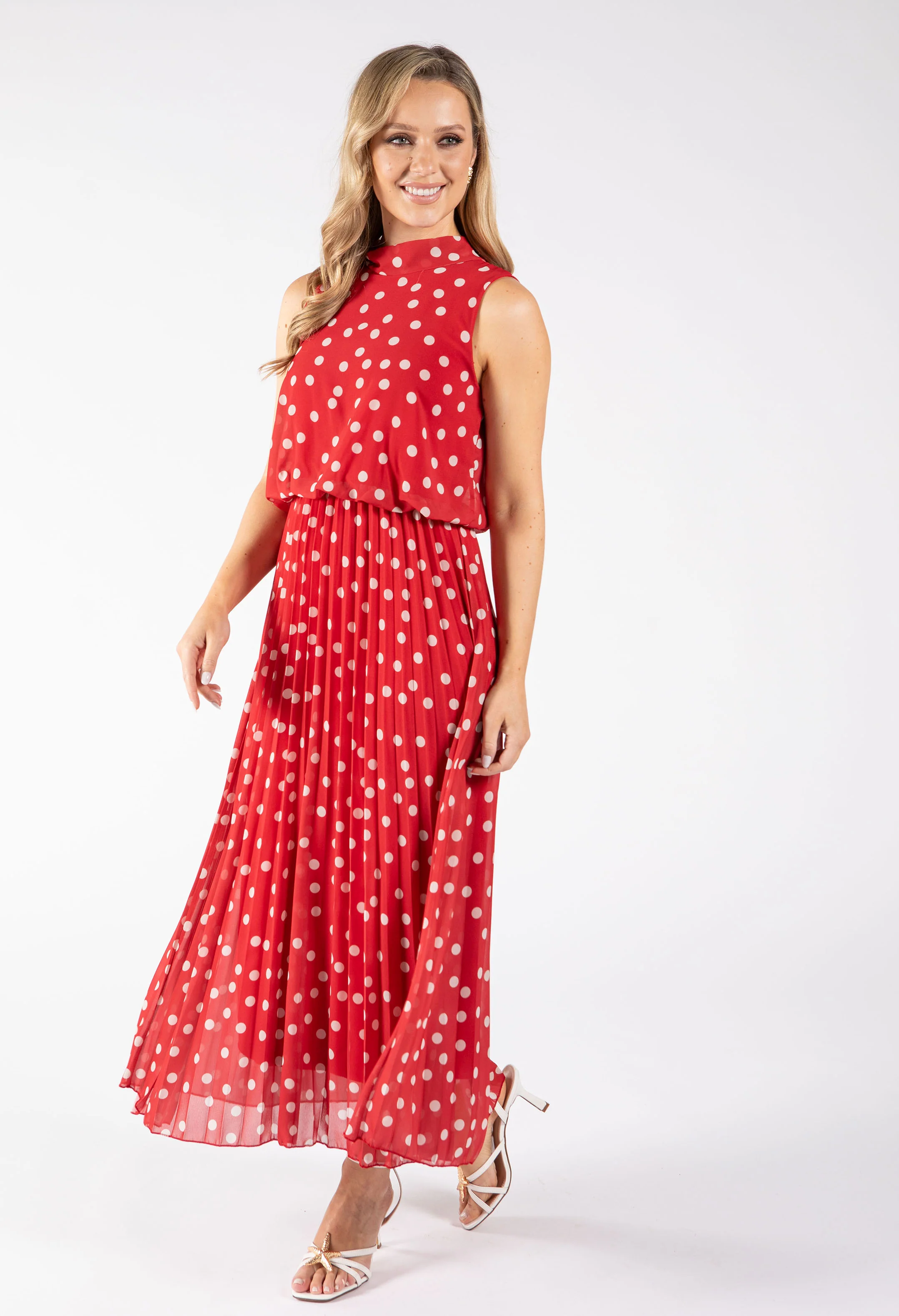 Polka Dot Halter Midi Dress - Image 15