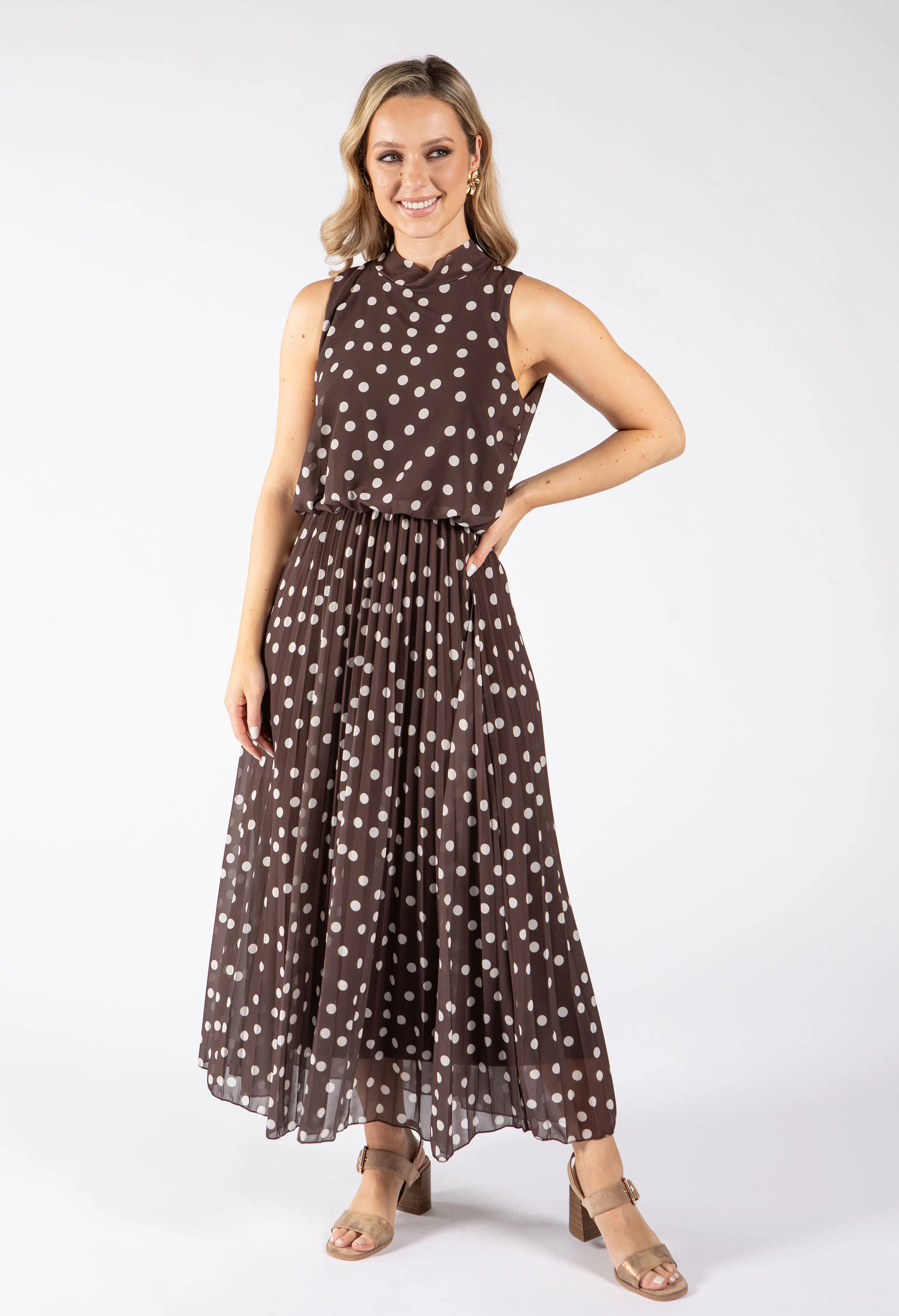 Polka Dot Halter Midi Dress - Image 4