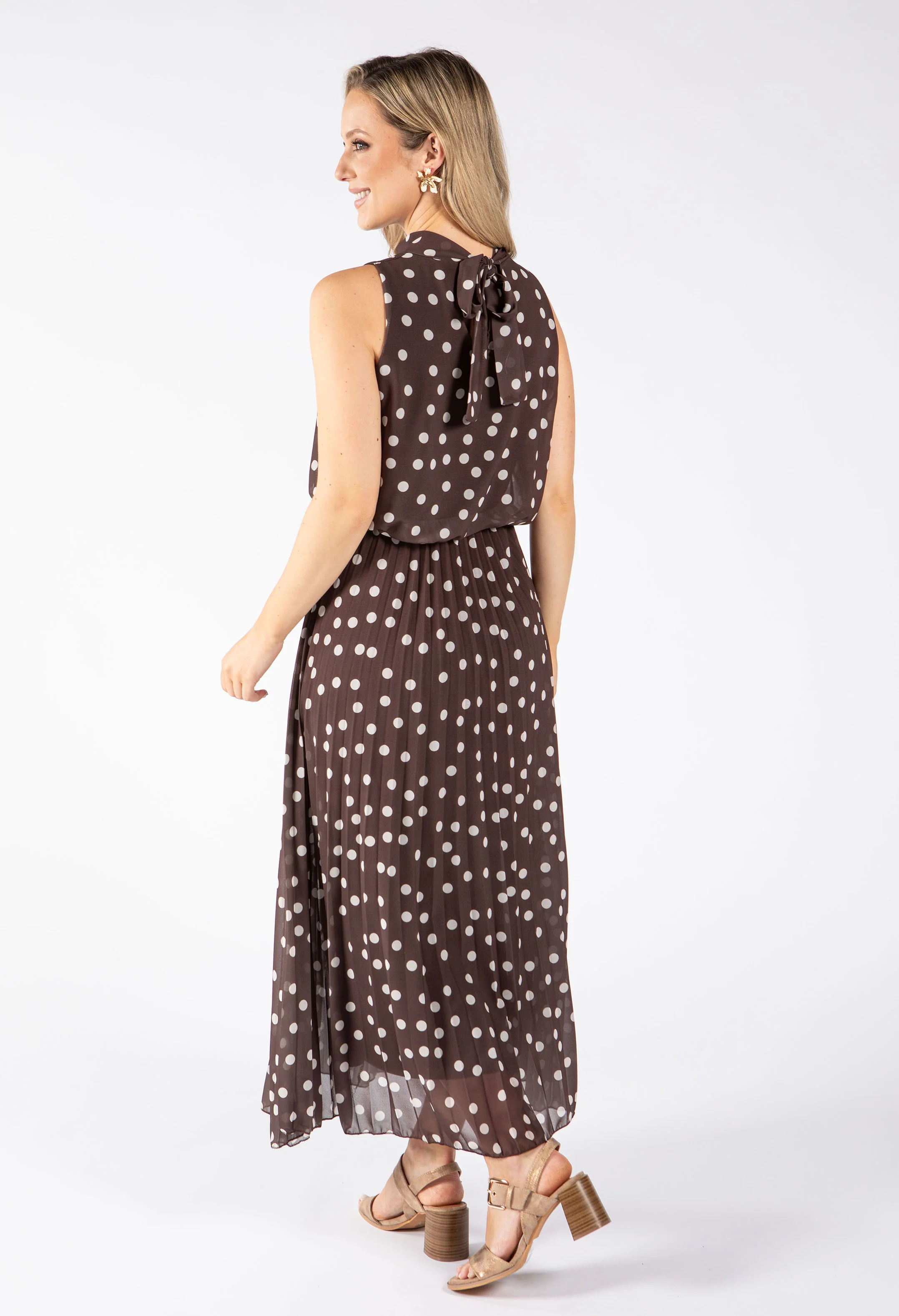 Polka Dot Halter Midi Dress - Image 6