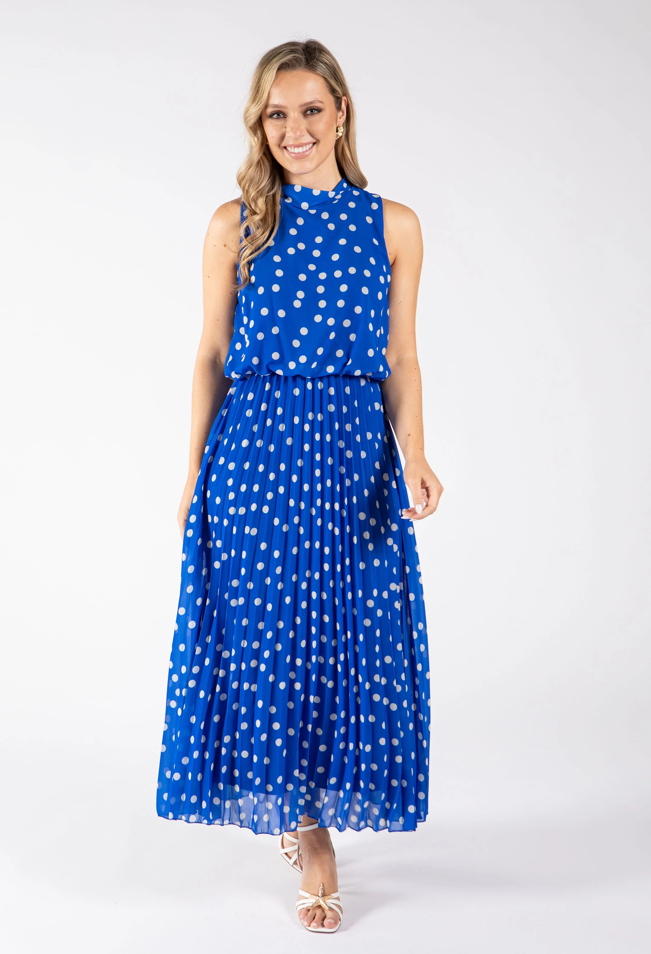 Polka Dot Halter Midi Dress - Image 8