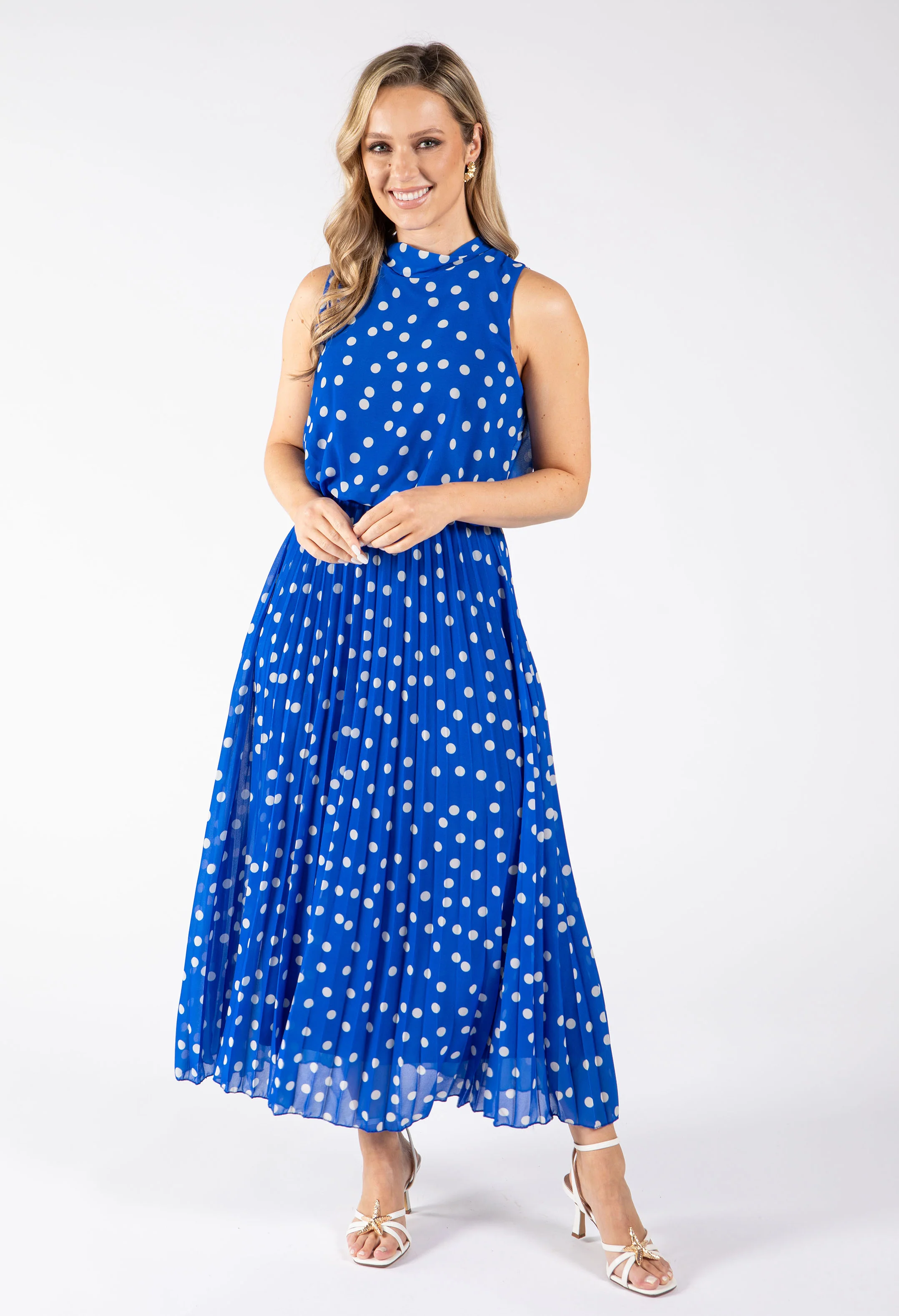 Polka Dot Halter Midi Dress - Image 9