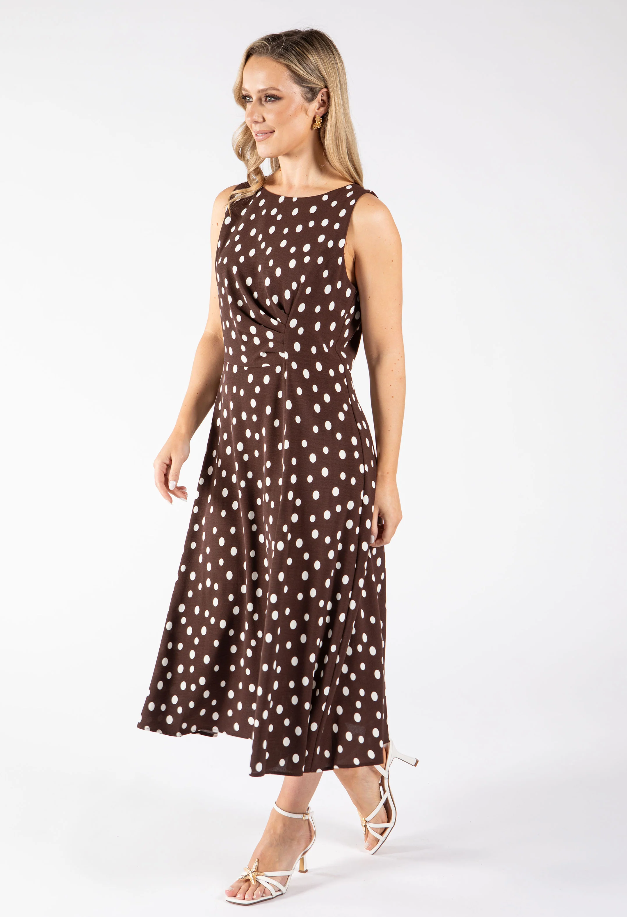 Polka Dot Sleeveless Midi Dress - Image 4